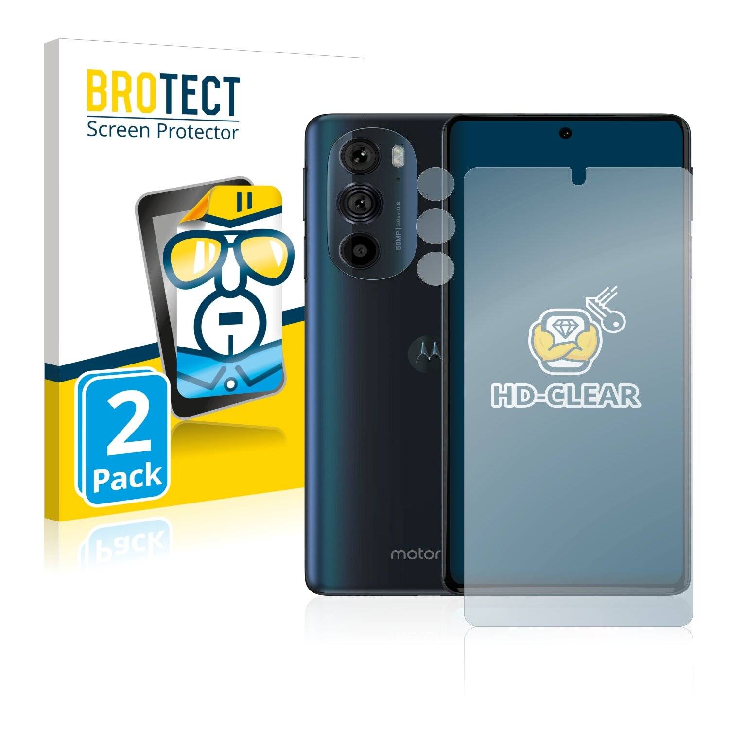 2x BROTECT HD-Clear Displayschutzfolie für Motorola Edge 30 Pro (Vorderseite +