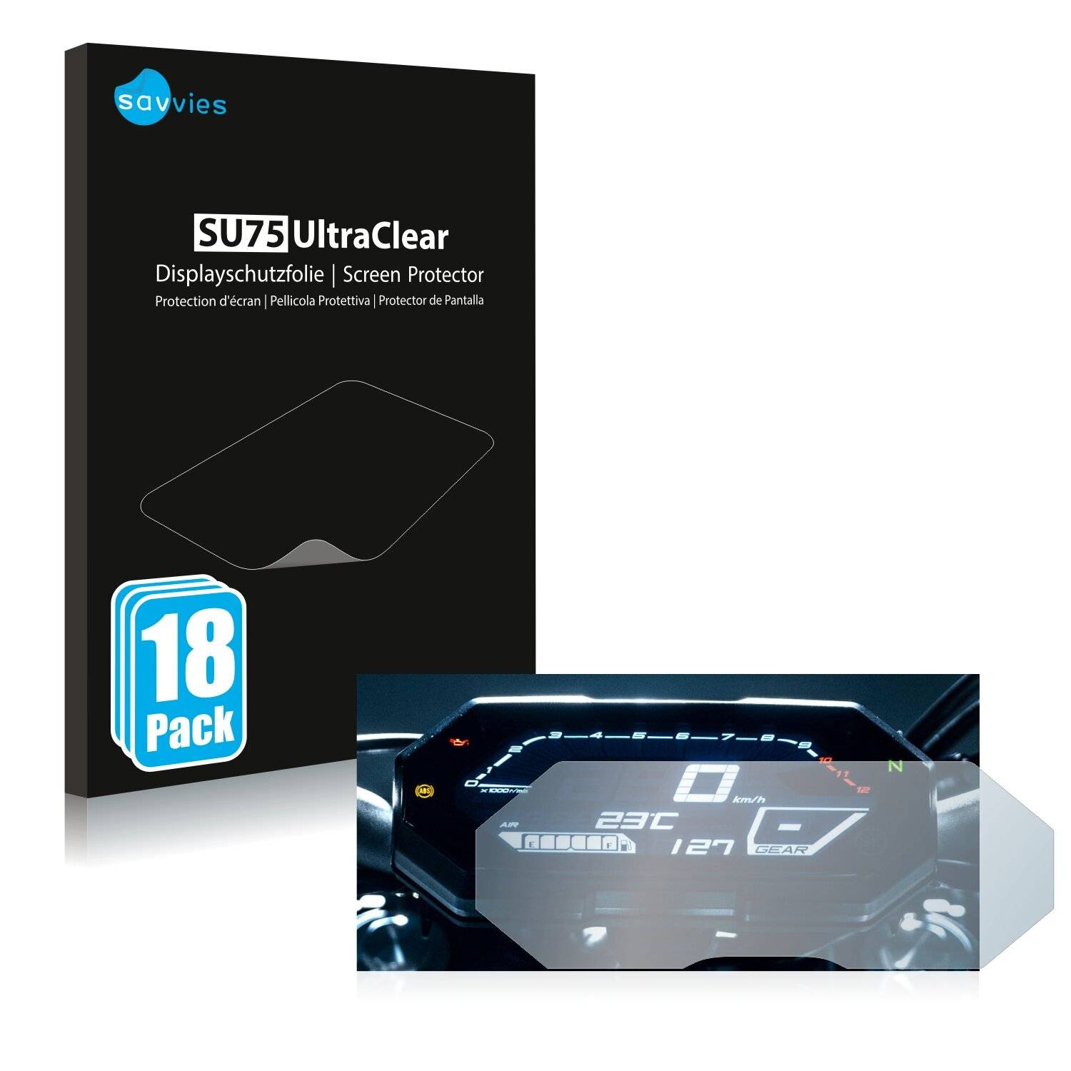 18x Savvies SU75 Displayschutzfolie für Yamaha MT-07
