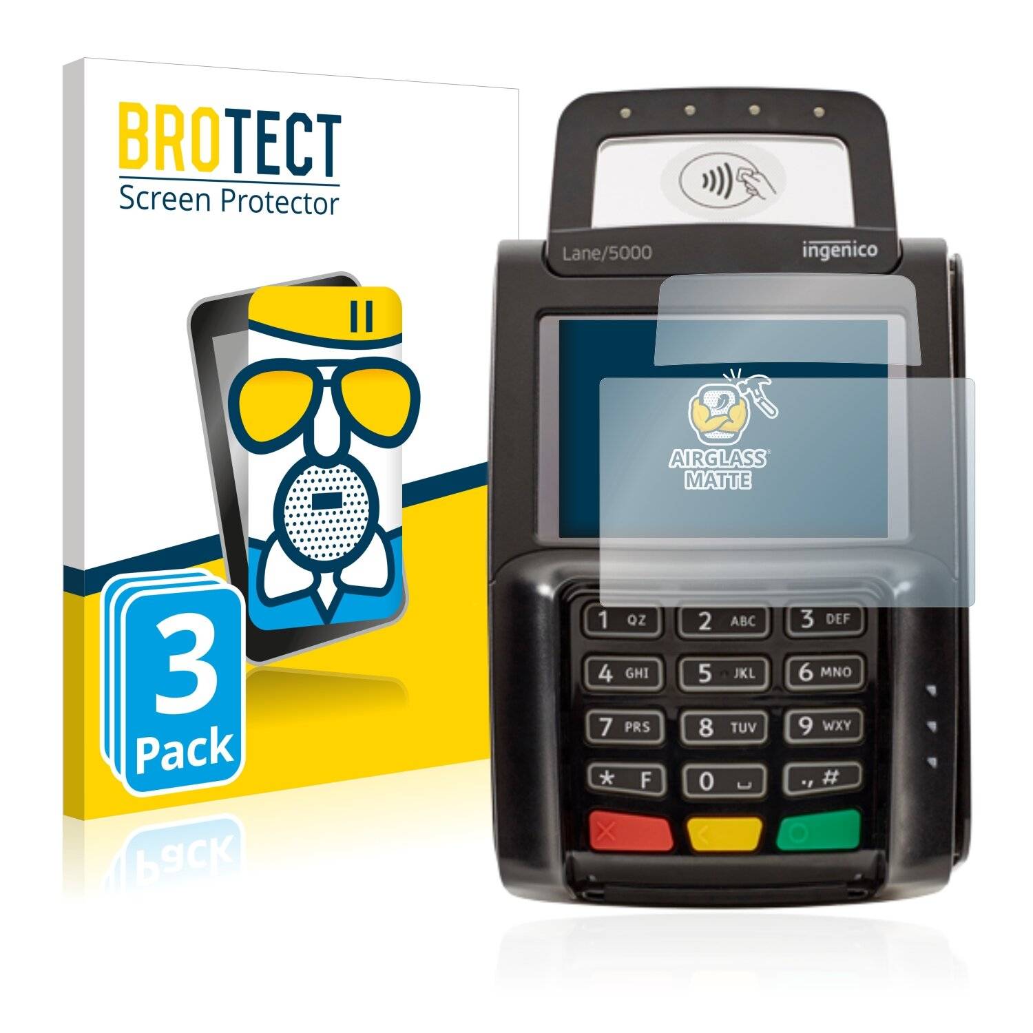 3x BROTECT AirGlass Matte Schutzglas Folie für Concardis Lane