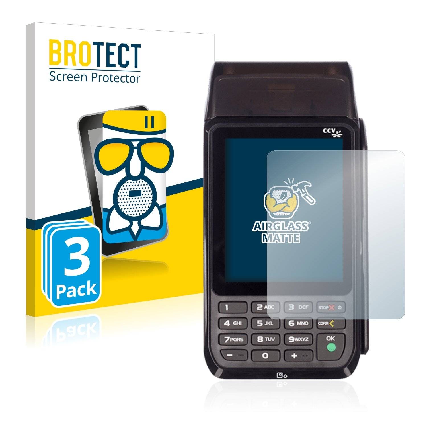 3x BROTECT AirGlass Matte Schutzglas Folie für Concardis Mobile