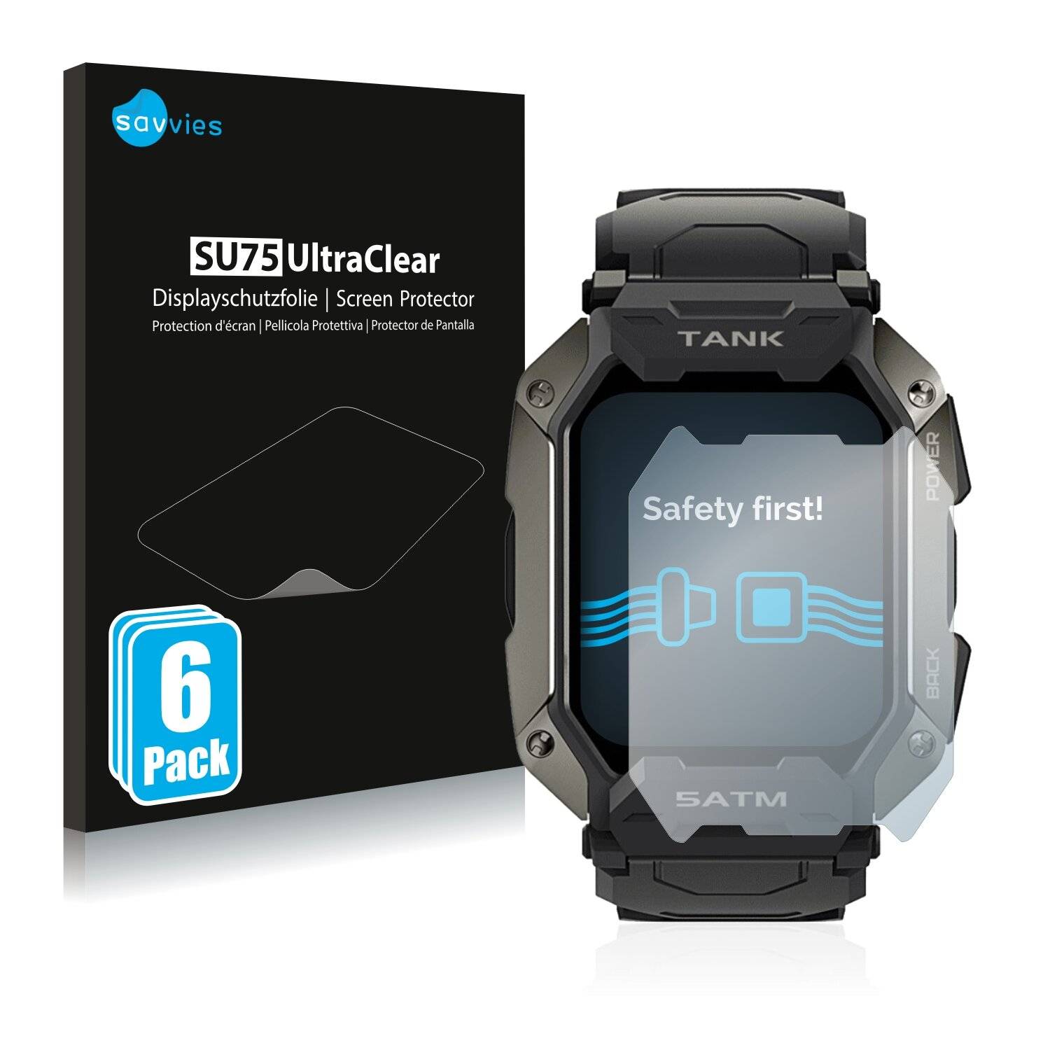 6x Savvies SU75 Displayschutzfolie für Kospet Tank
