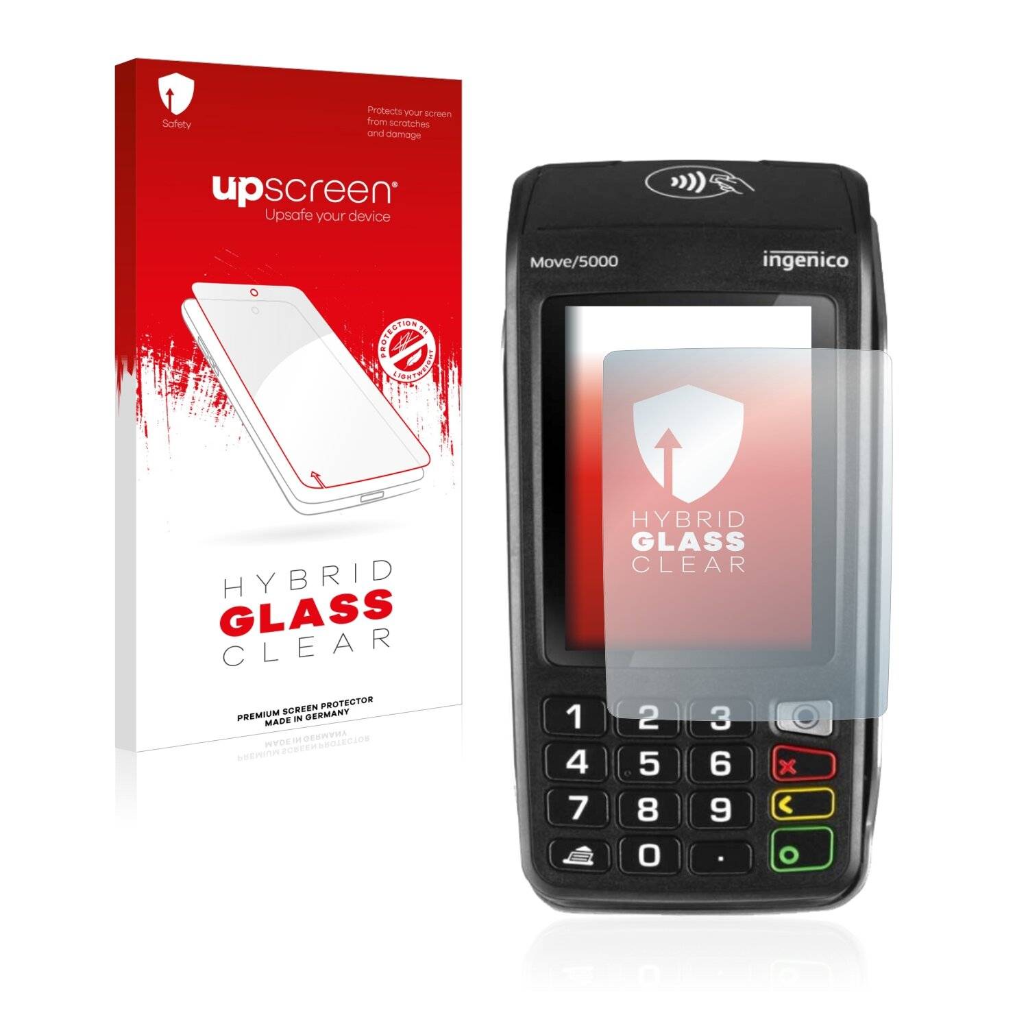 upscreen Hybrid Glass Clear Premium Schutzglas Folie für Concardis Move