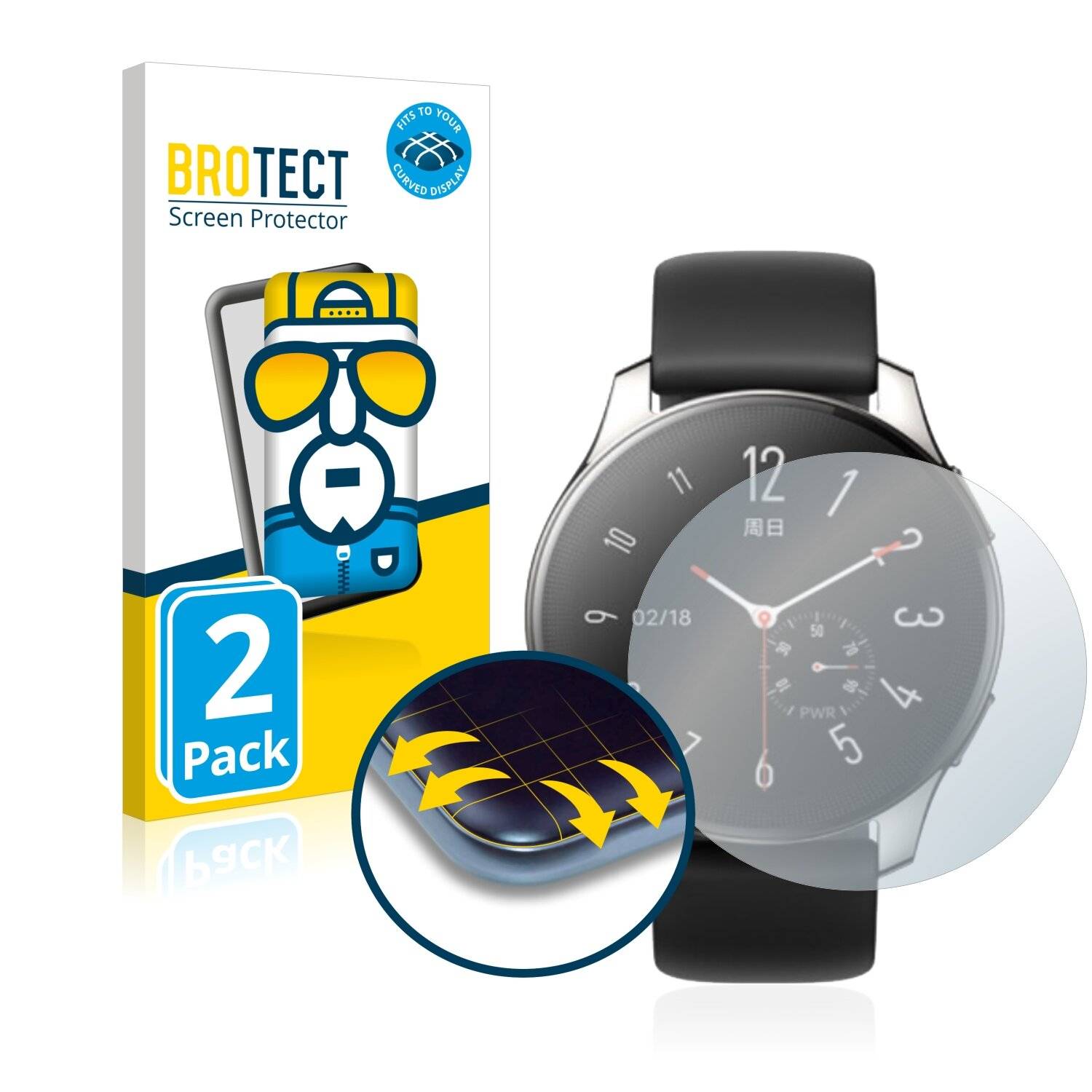 2x BROTECT Flex Full-Cover Displayschutzfolie für Vivo Watch