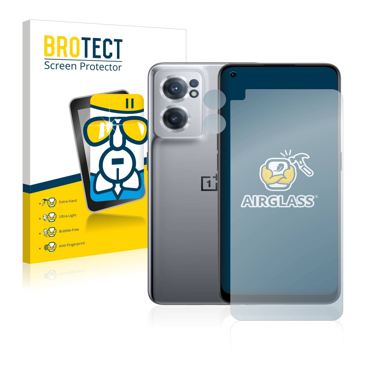 BROTECT AirGlass Glas Panzer-Folie für OnePlus Nord CE 2 5G (Display+Kamera) - Schutzglas