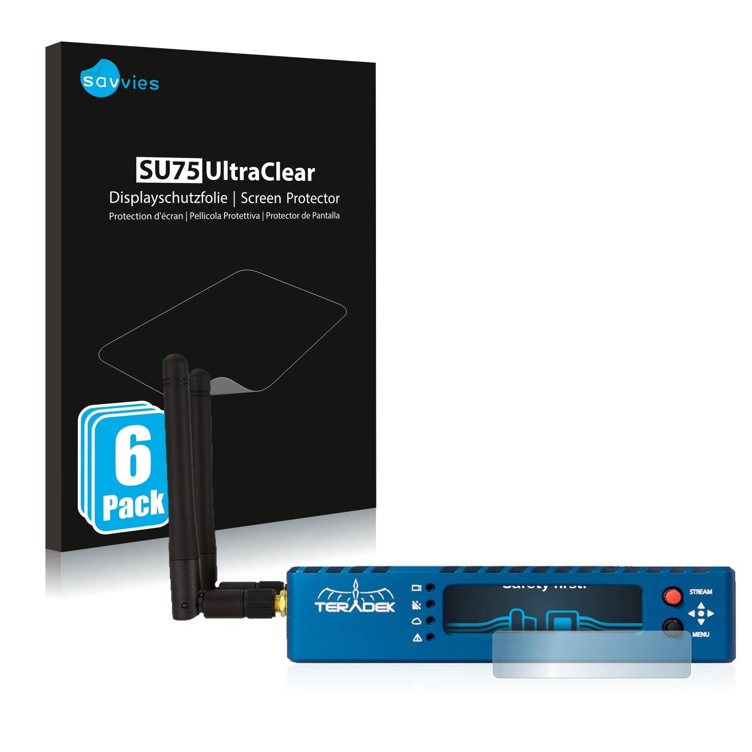 6x Savvies SU75 Displayschutzfolie für Teradek Serv