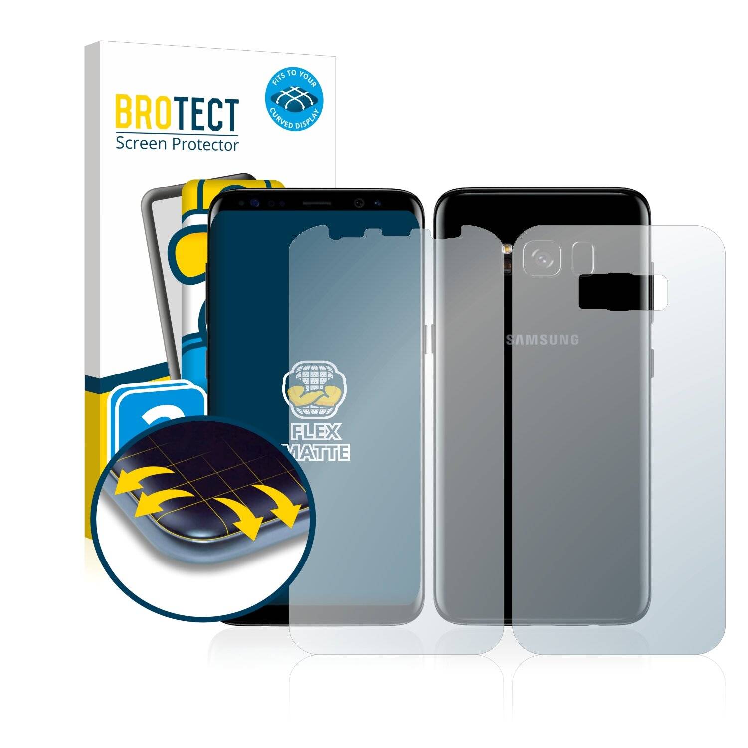 2x BROTECT Flex Matte Full-Cover Displayschutzfolie für Samsung Galaxy S8 Plus (Vorder +