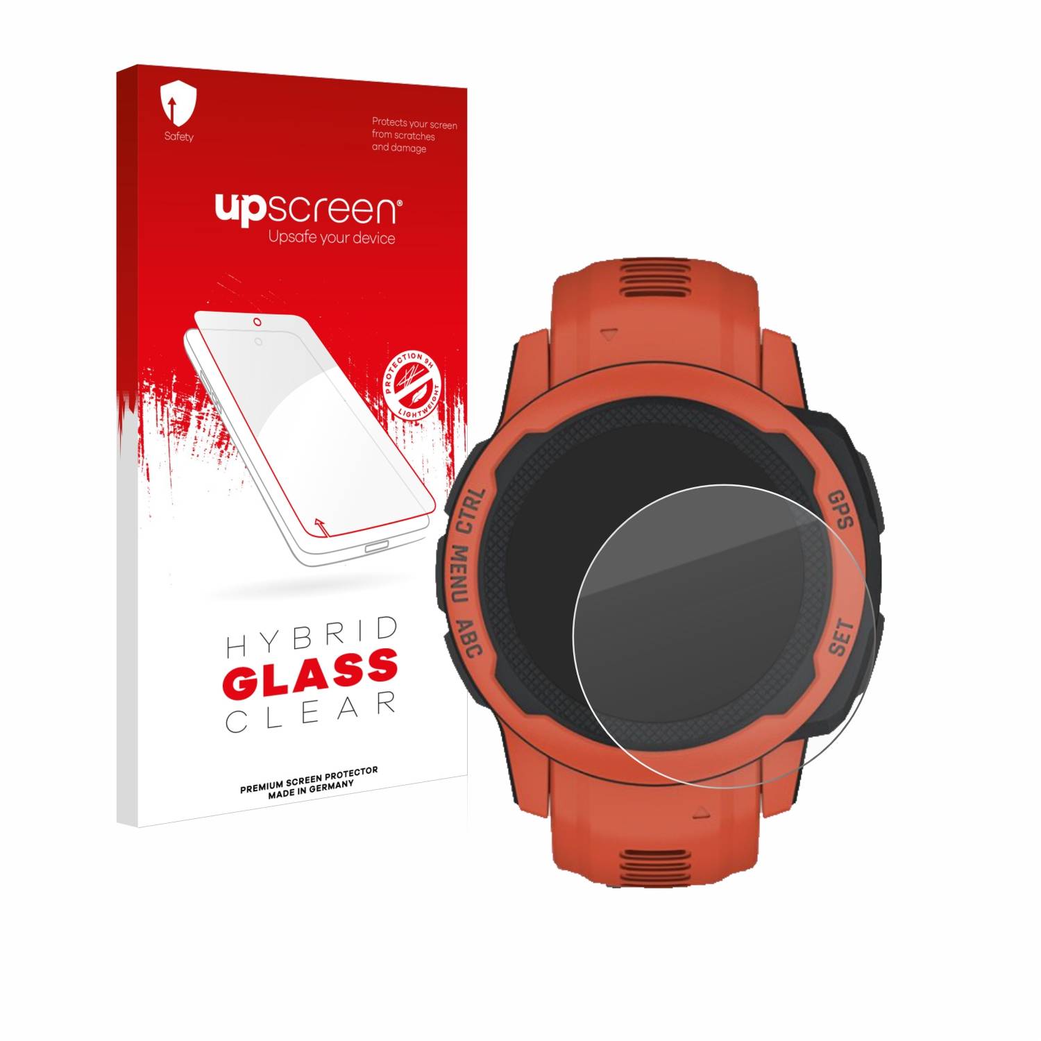 upscreen Hybrid Glass Clear Premium Schutzglas Folie für Garmin Instinct