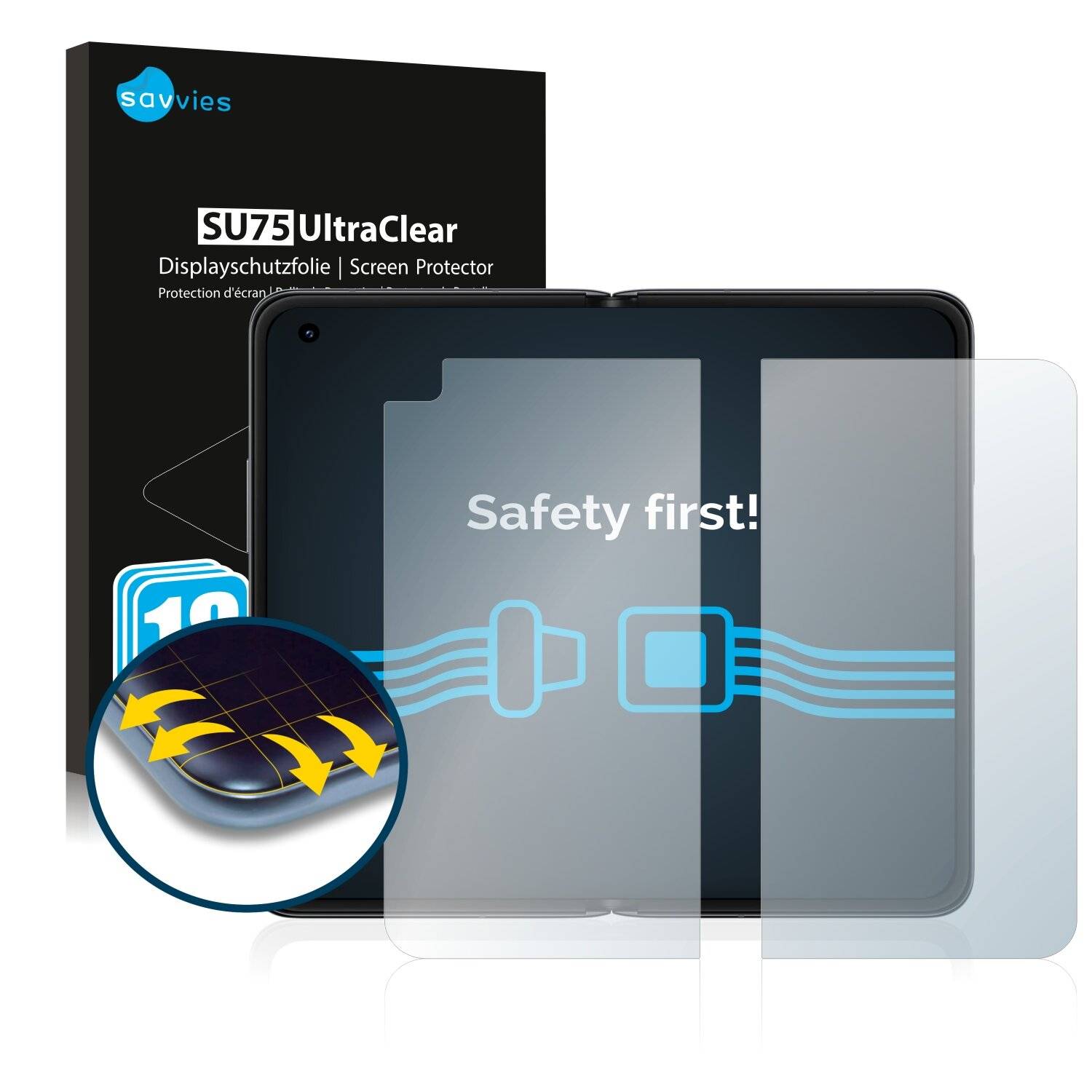 18x Savvies SU75 Displayschutzfolie für Oppo Find N (Inneres