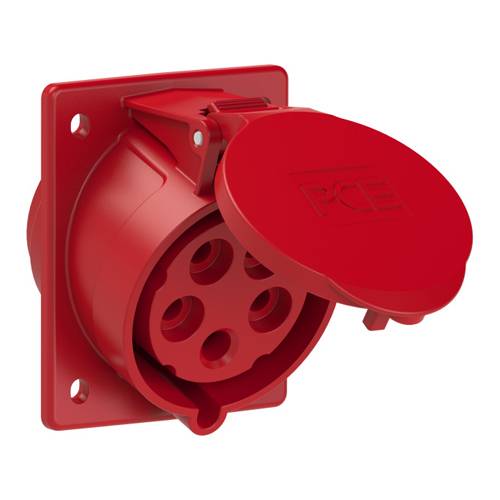PC ELECTRIC 425-6 - CEE-Anbausteckdose (schräg | 400V / 32A | 5-pol | IP44 | 80 x 97 mm) - in rot