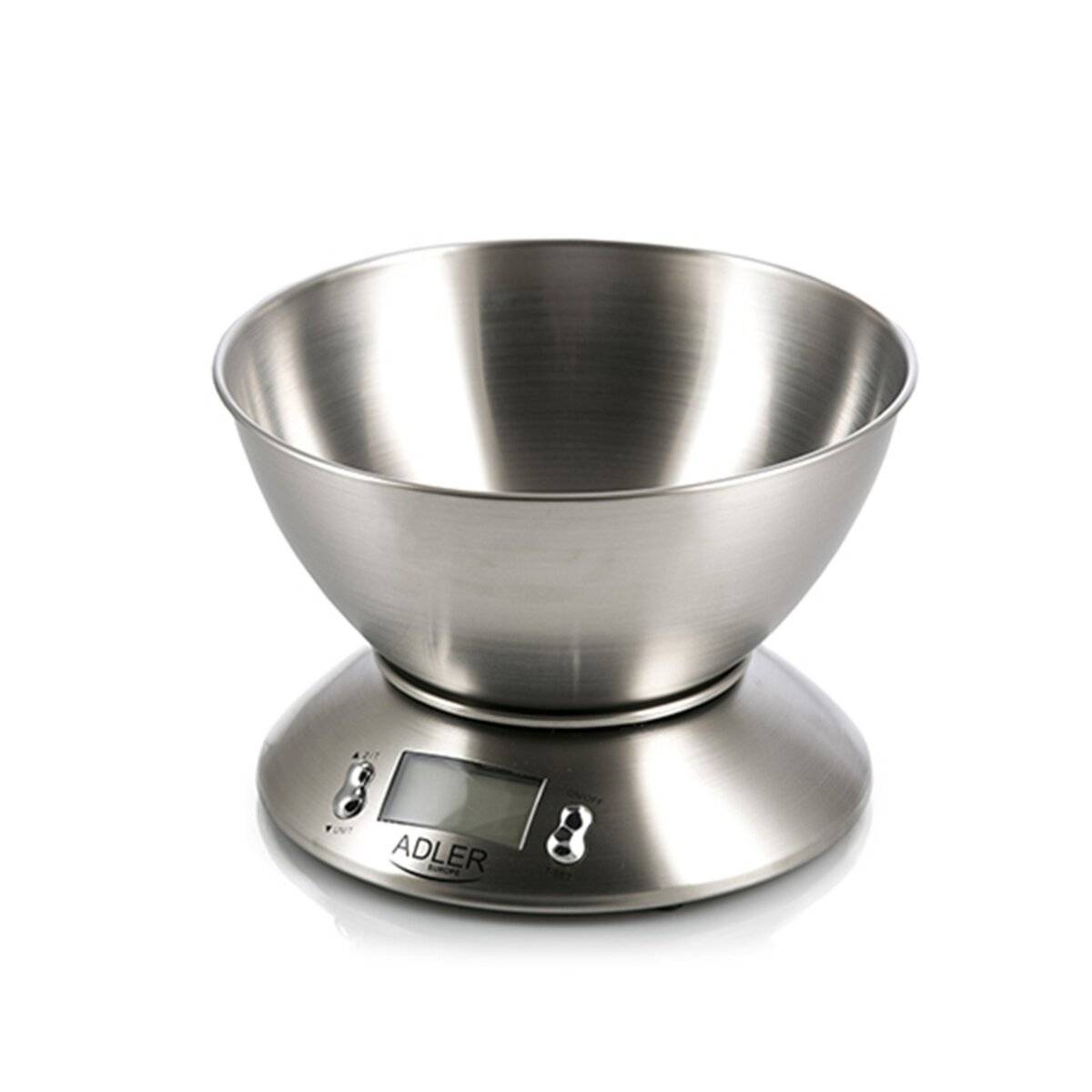 Adler AD 3134 Digitale Küchenwaage aus Edelstahl mit Schüssel & LCD-Display