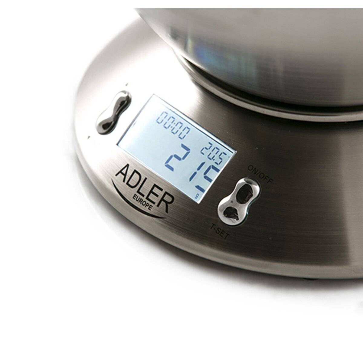 Adler AD 3134 Digitale Küchenwaage aus Edelstahl mit Schüssel & LCD-Display