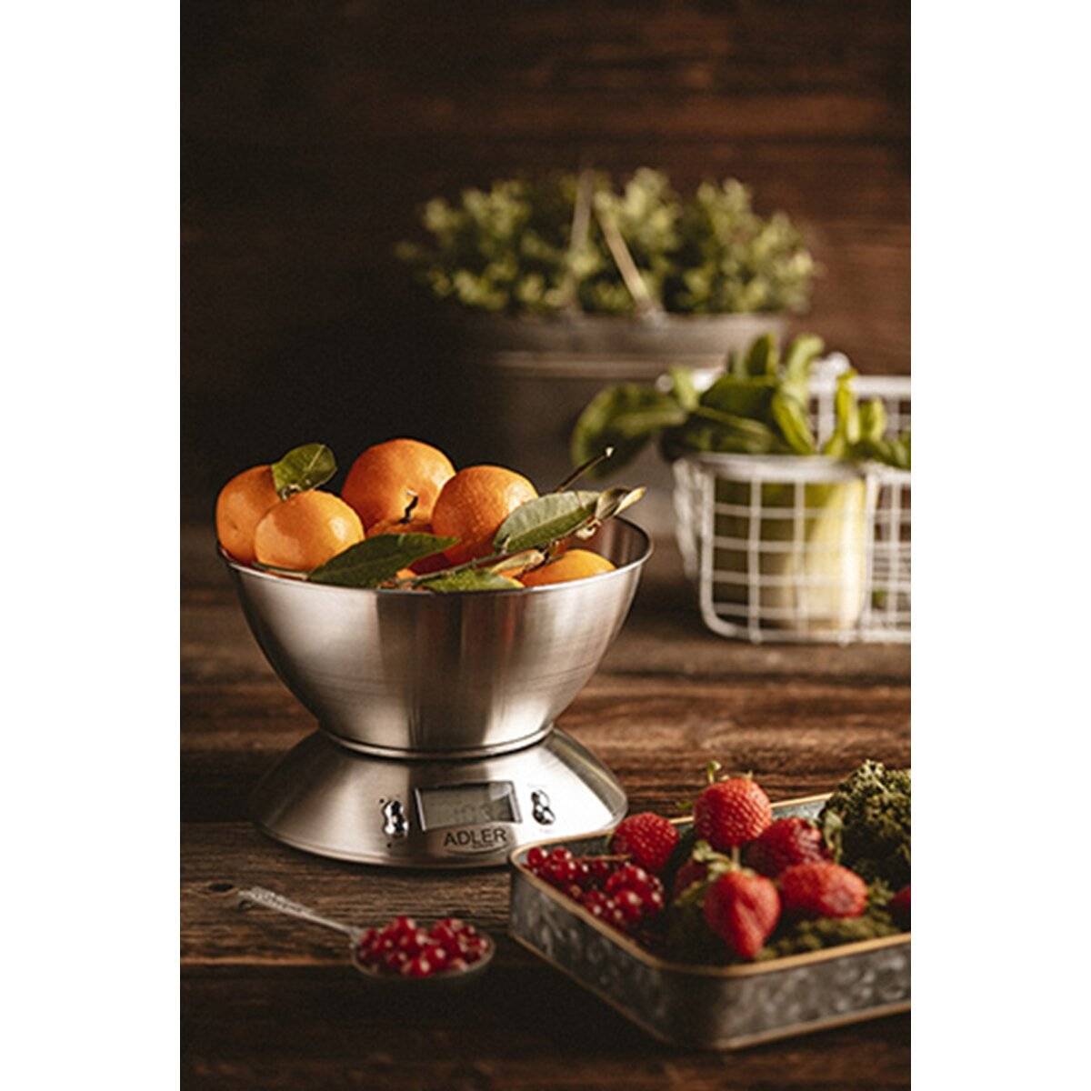 Adler AD 3134 Digitale Küchenwaage aus Edelstahl mit Schüssel & LCD-Display