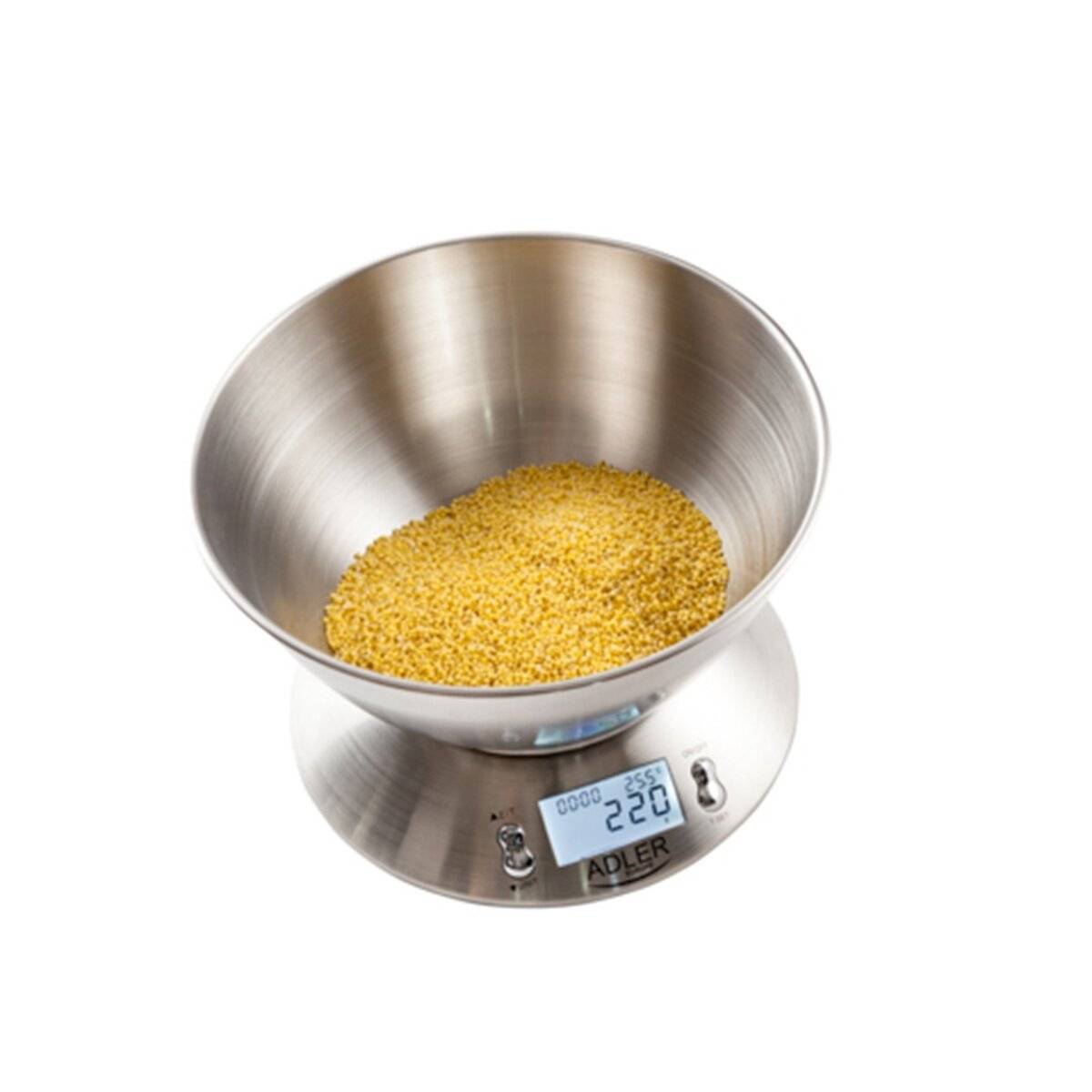 Adler AD 3134 Digitale Küchenwaage aus Edelstahl mit Schüssel & LCD-Display