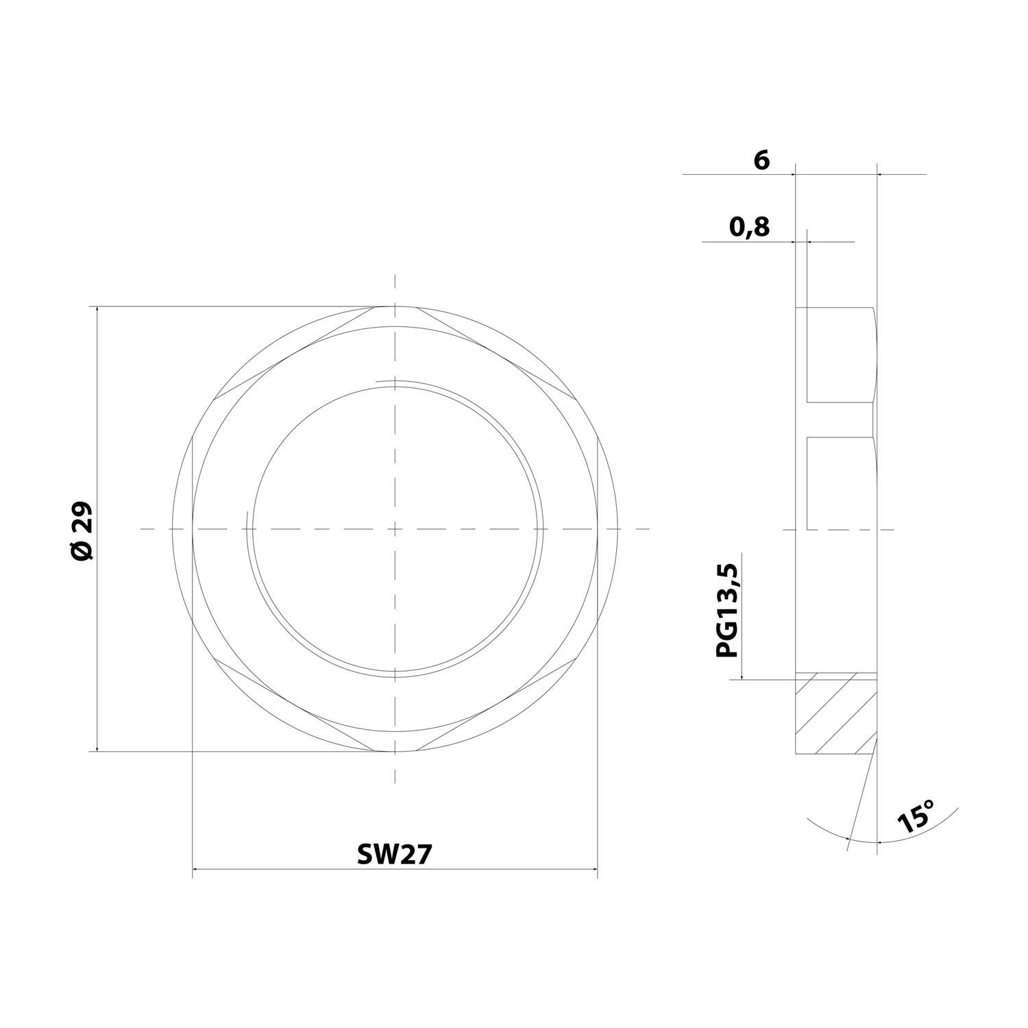 LAPP Gegenmutter PG13,5x1,41 GPA-13 Sechskant Polyamid (PA) Farbe silbergrau RAL 7001 - 1 Stück