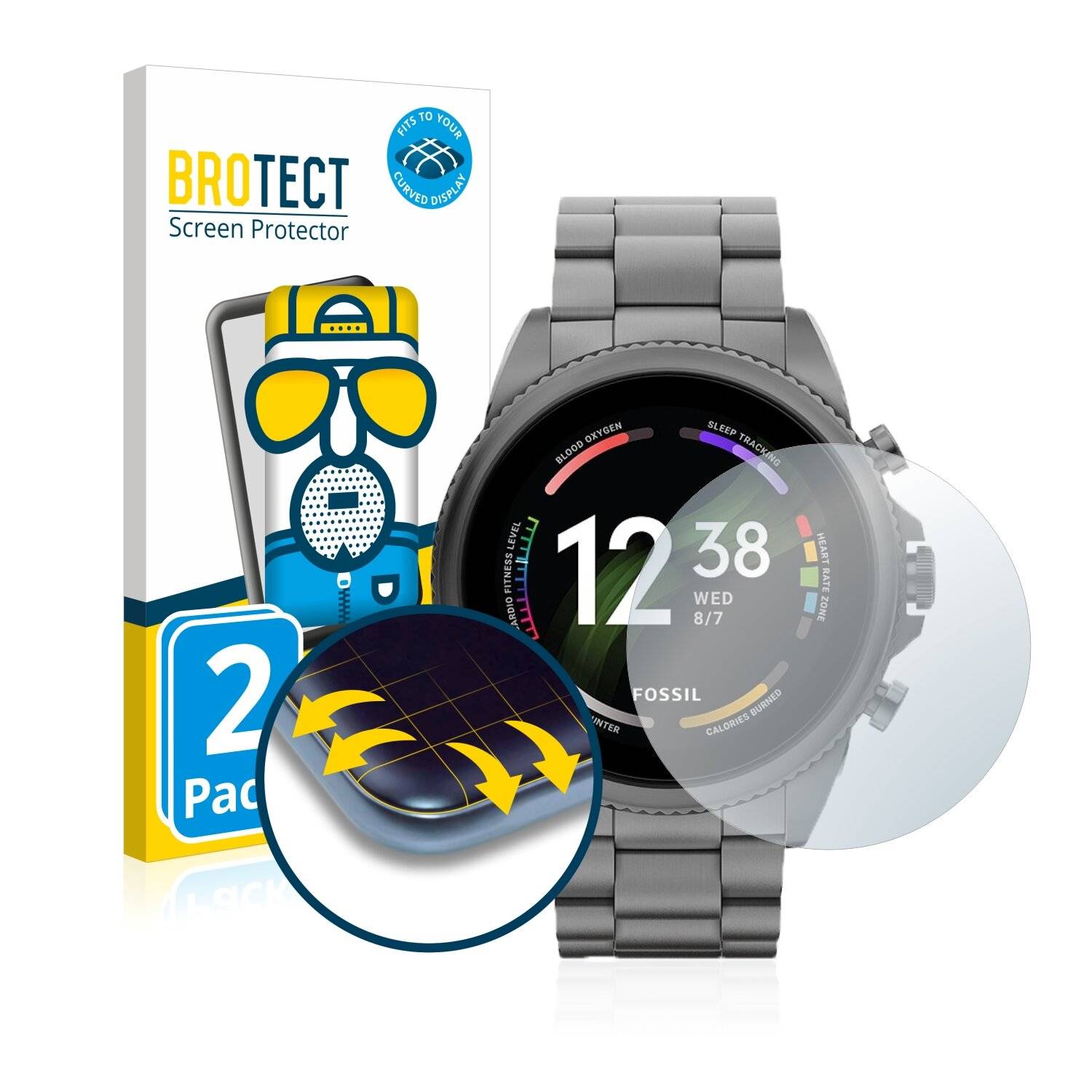 2x BROTECT Flex Matte Full-Cover Displayschutzfolie für Fossil Gen 6