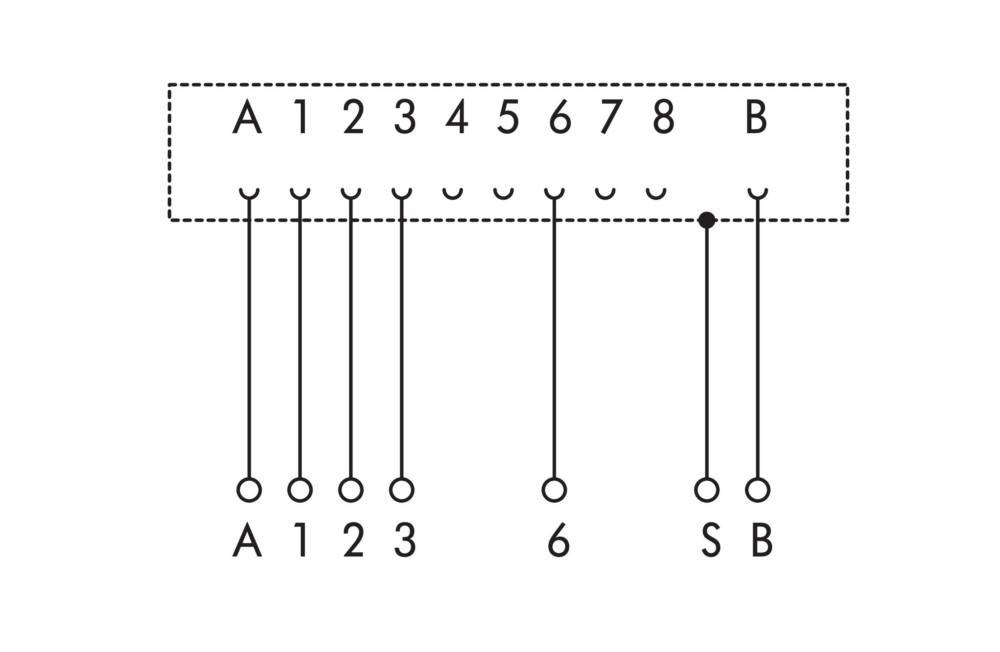 Gitarren-Akkorddiagramm für B7. Fingerpositionen: Zeigefinger auf dem 1. Bund der 4. Saite, Mittelfinger auf dem 2. Bund der 5. Saite, Ringfinger auf dem 2. Bund der 3. Saite, kleine Finger auf dem 2. Bund der 1. Saite.