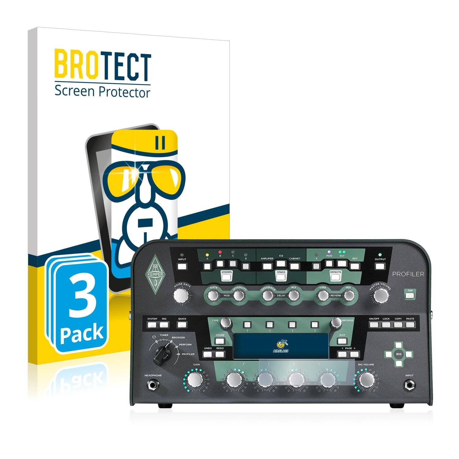 3x BROTECT AirGlass Schutzglas Folie für Kemper Profiler