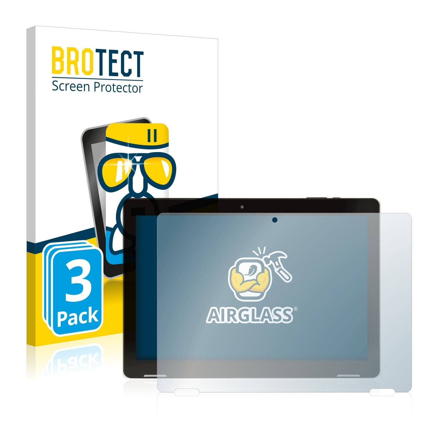 3x BROTECT AirGlass Schutzglas Folie für Hannspree Pad Apollo