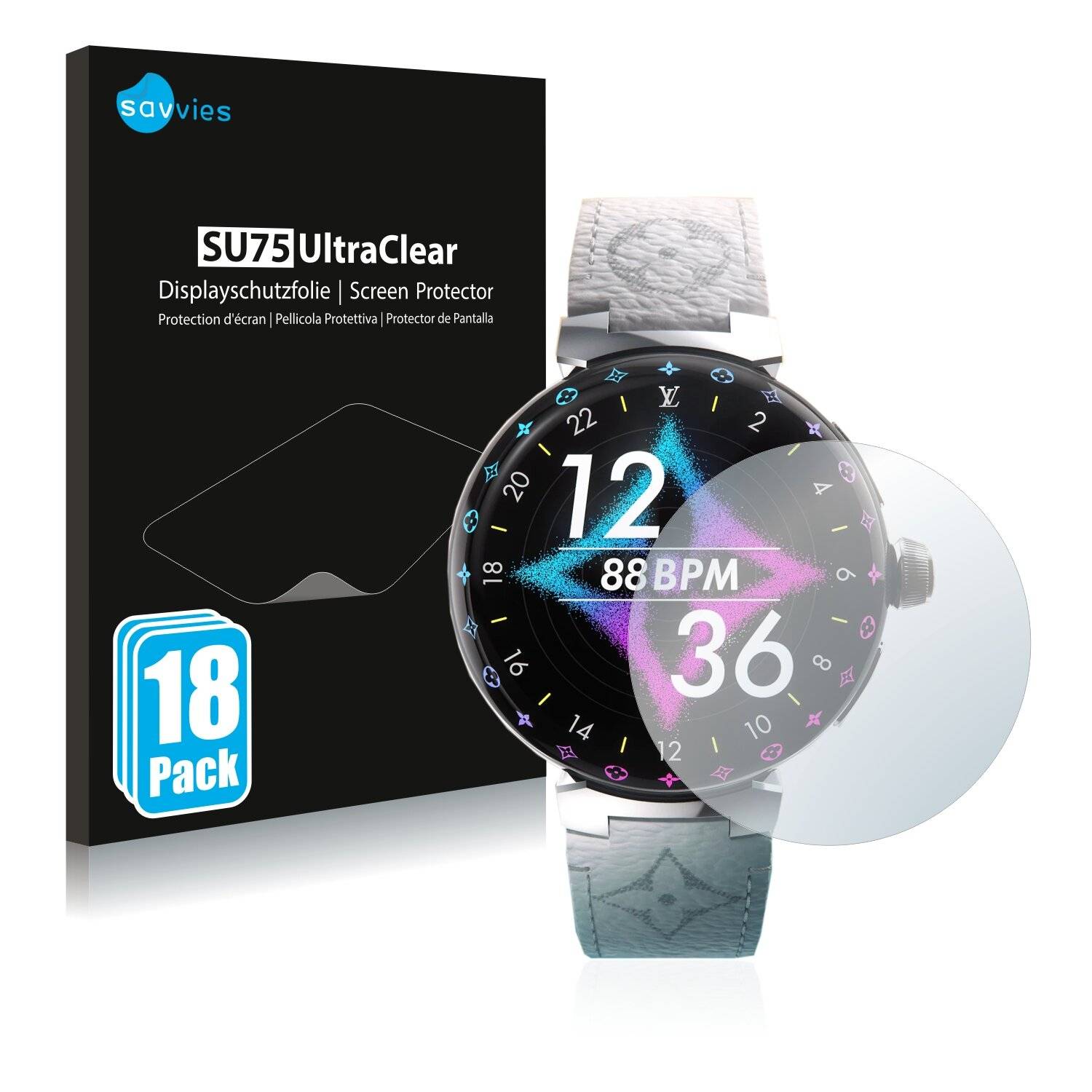 18x Savvies SU75 Displayschutzfolie für Louis Vuitton Tambour Horizon Light