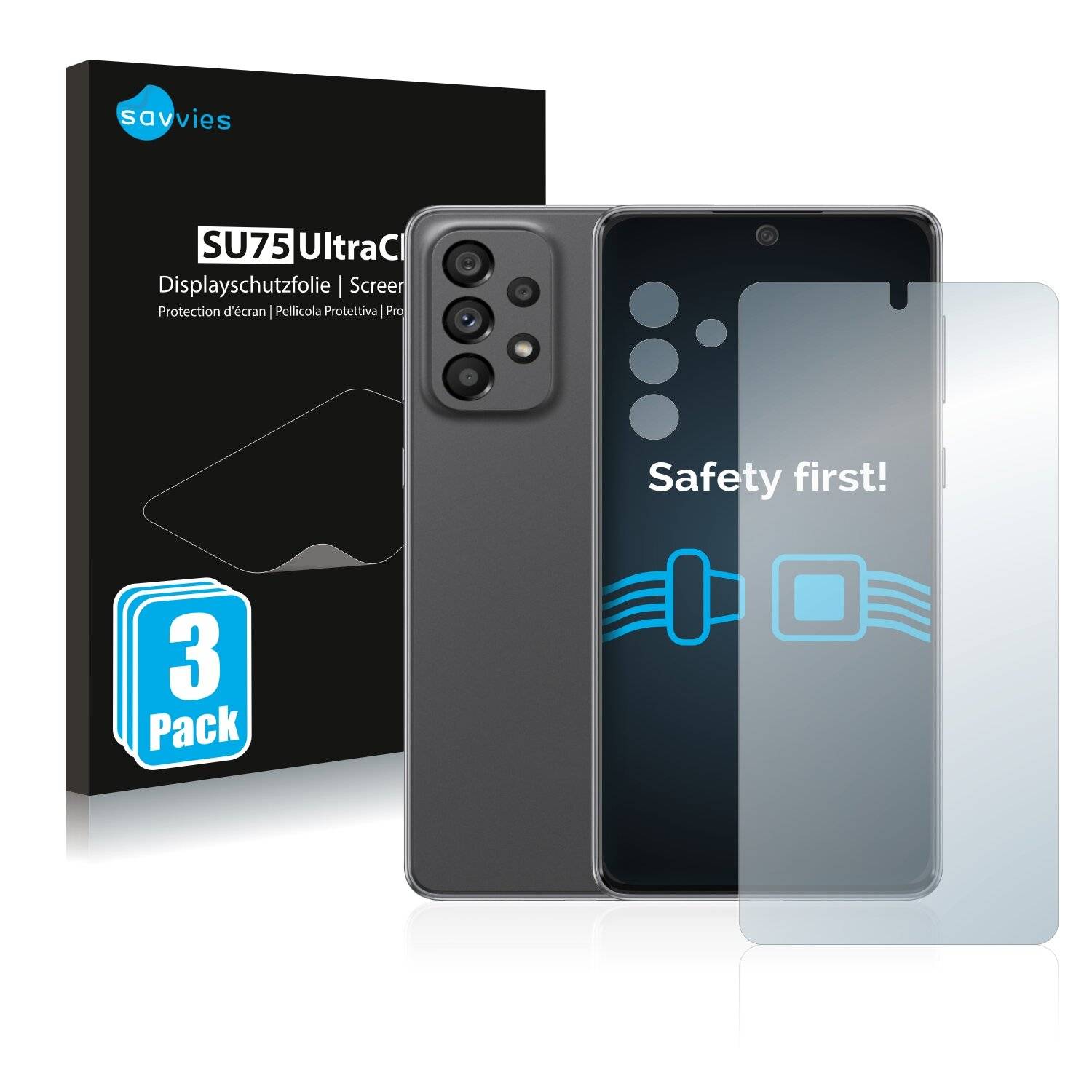 6x Savvies SU75 Displayschutzfolie für Samsung Galaxy A73 5G (Vorderseite +