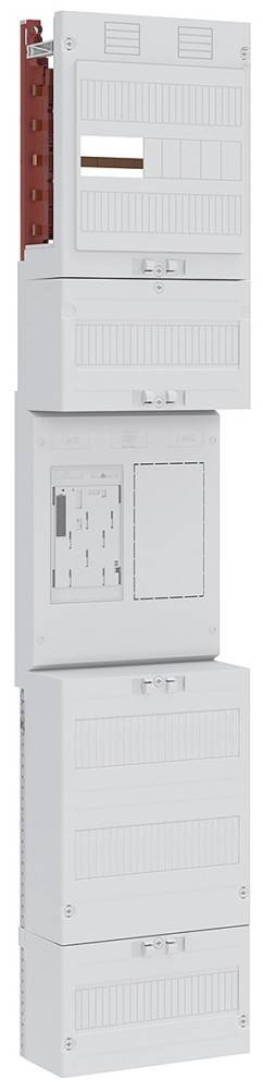 Ein leerer Elektroverteiler mit beschrifteten Abschnitten und Schraubschlitzen, bereit zur Komponenteninstallation.