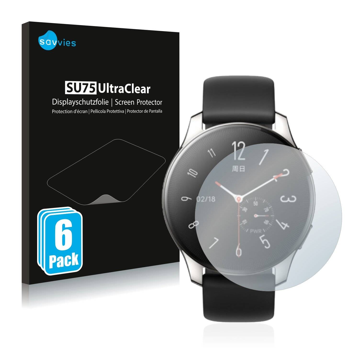 6x Savvies SU75 Displayschutzfolie für Vivo Watch