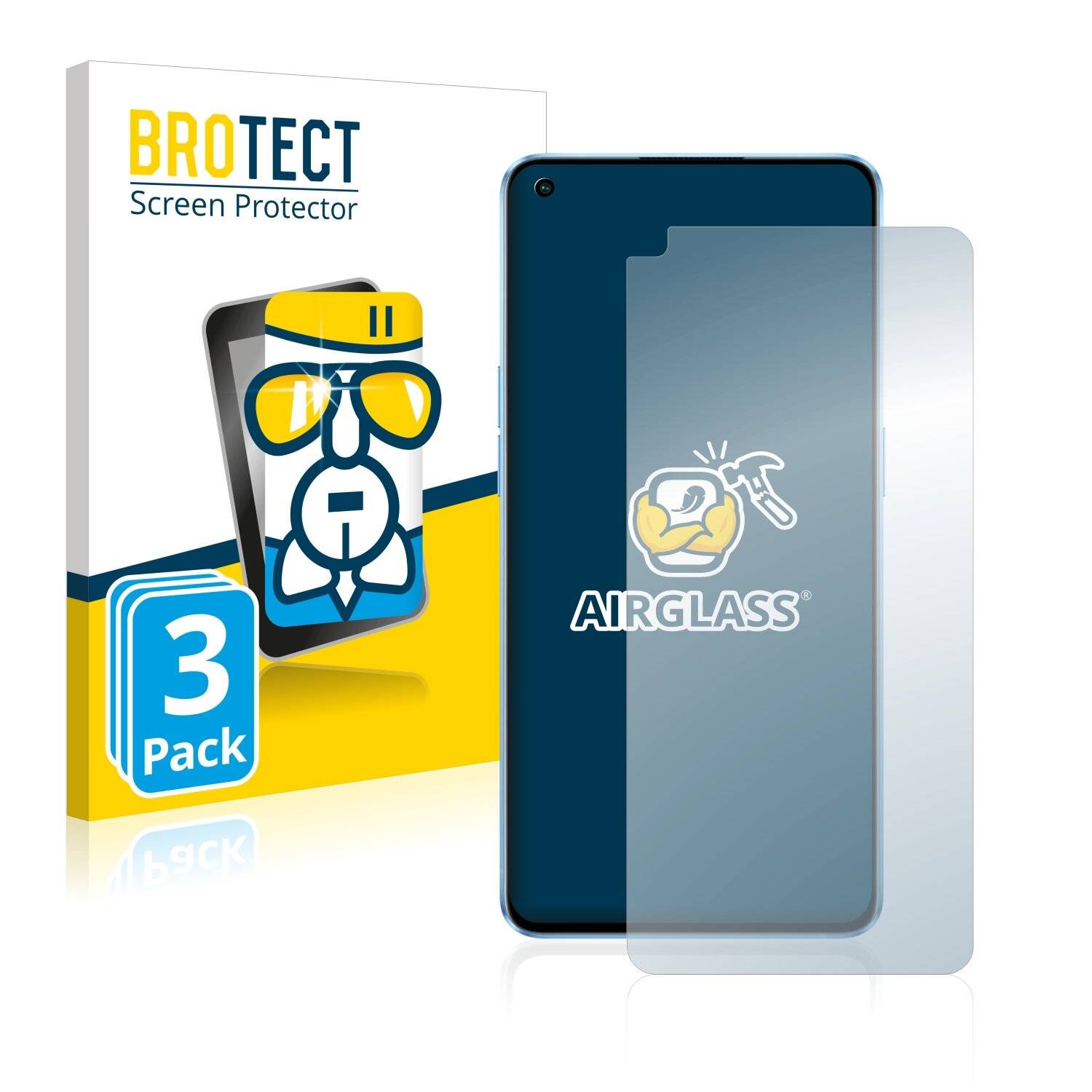 3x BROTECT AirGlass Schutzglas Folie für Oppo Reno 7 5G