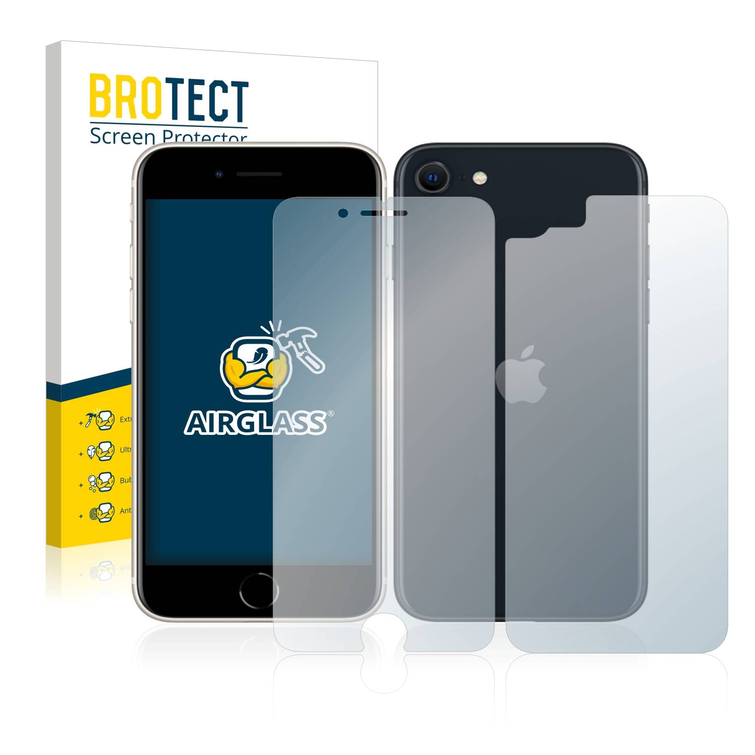 BROTECT AirGlass Panzerglasfolie für Apple iPhone SE 3 2022 (Display+Rückseite)