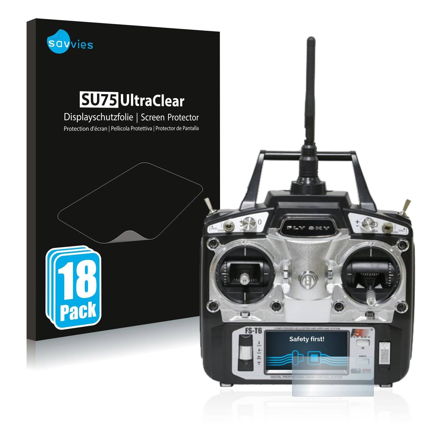 18x Savvies SU75 Displayschutzfolie für FlySky