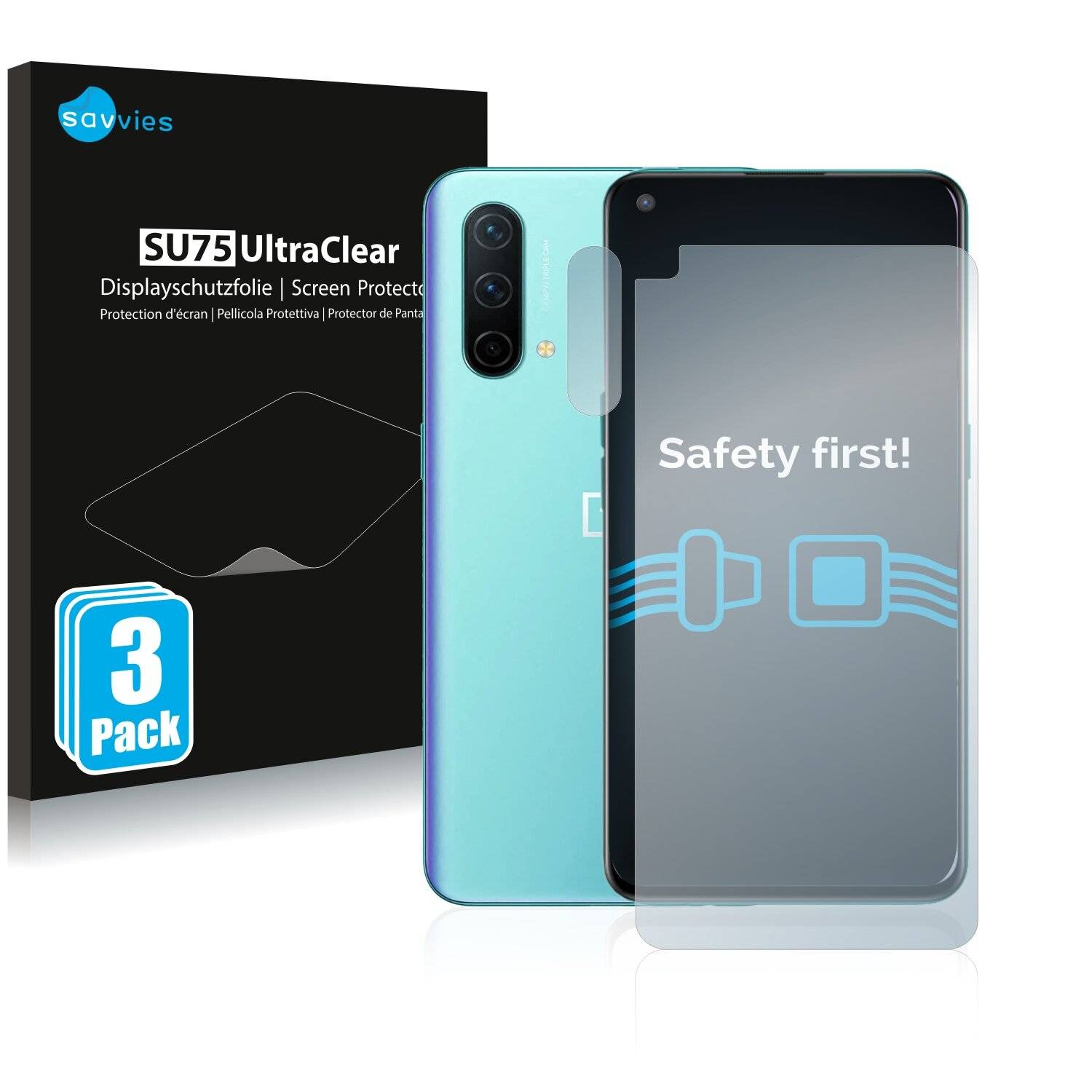 6x Savvies SU75 Displayschutzfolie für OnePlus Nord CE 5G (Vorderseite +