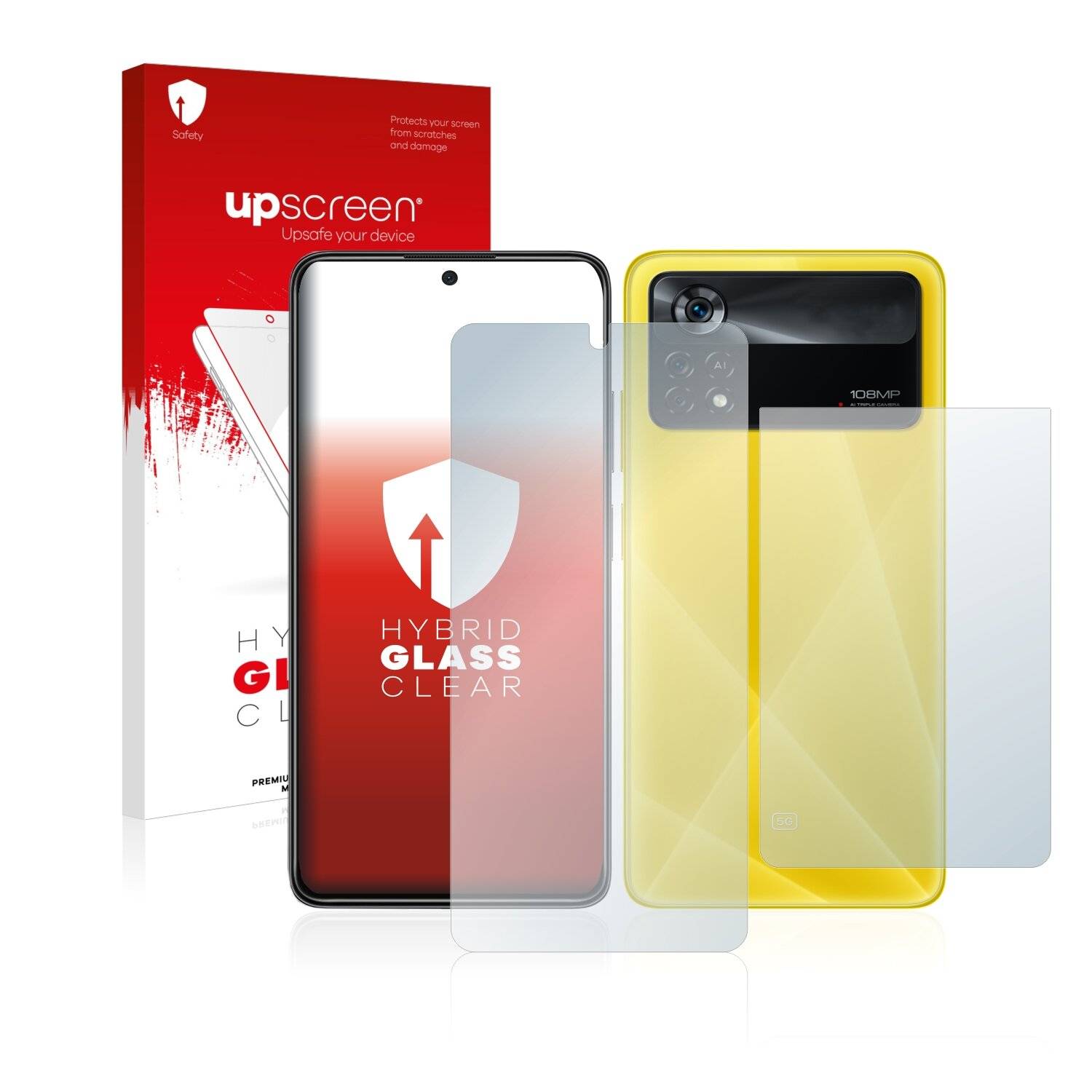 upscreen Hybrid Glass Clear Premium Schutzglas Folie für Xiaomi Poco X4 Pro 5G (Vorder +