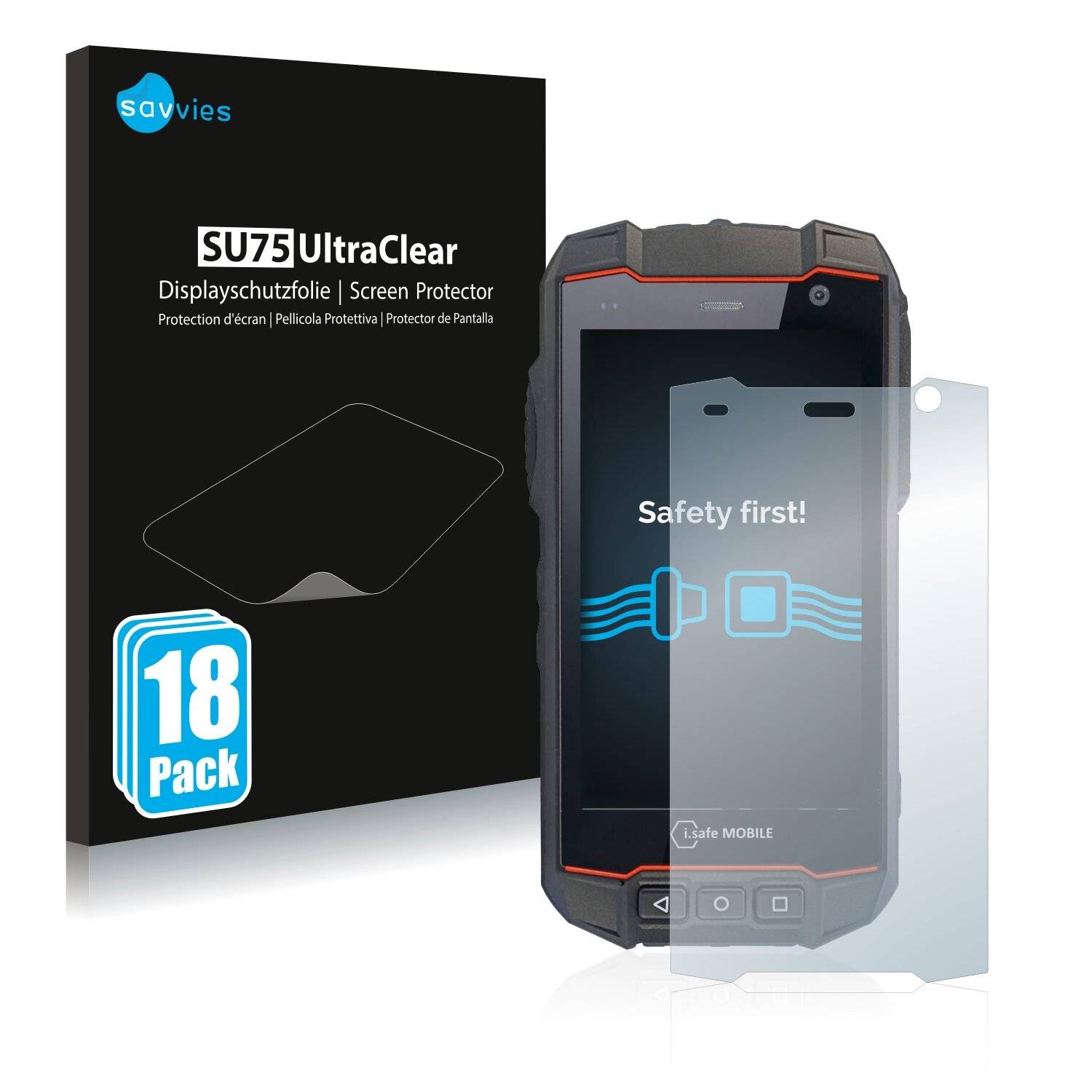 18x Savvies SU75 Displayschutzfolie für i.safe