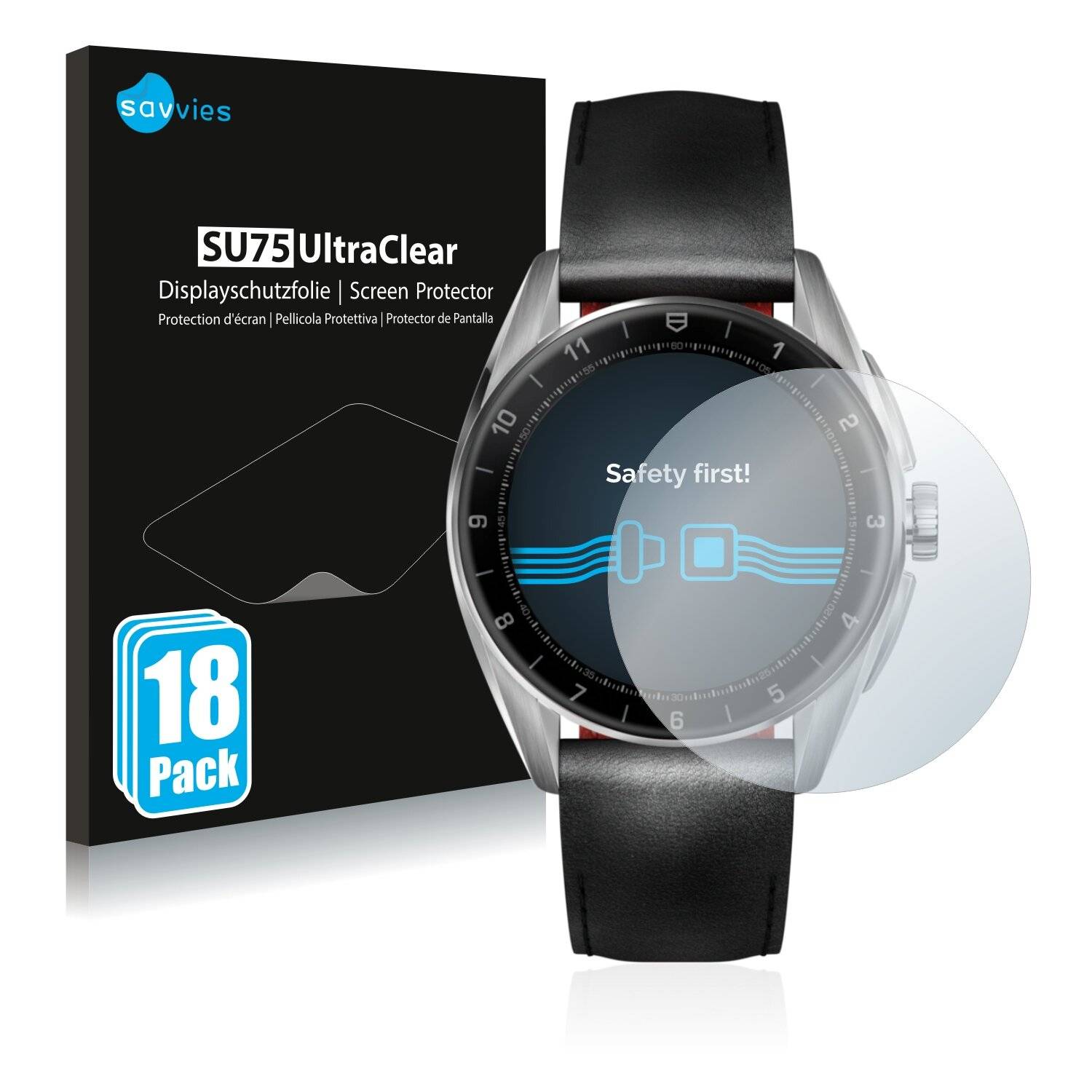 18x Savvies SU75 Displayschutzfolie für TAG Heuer Connected Calibre E4 (42