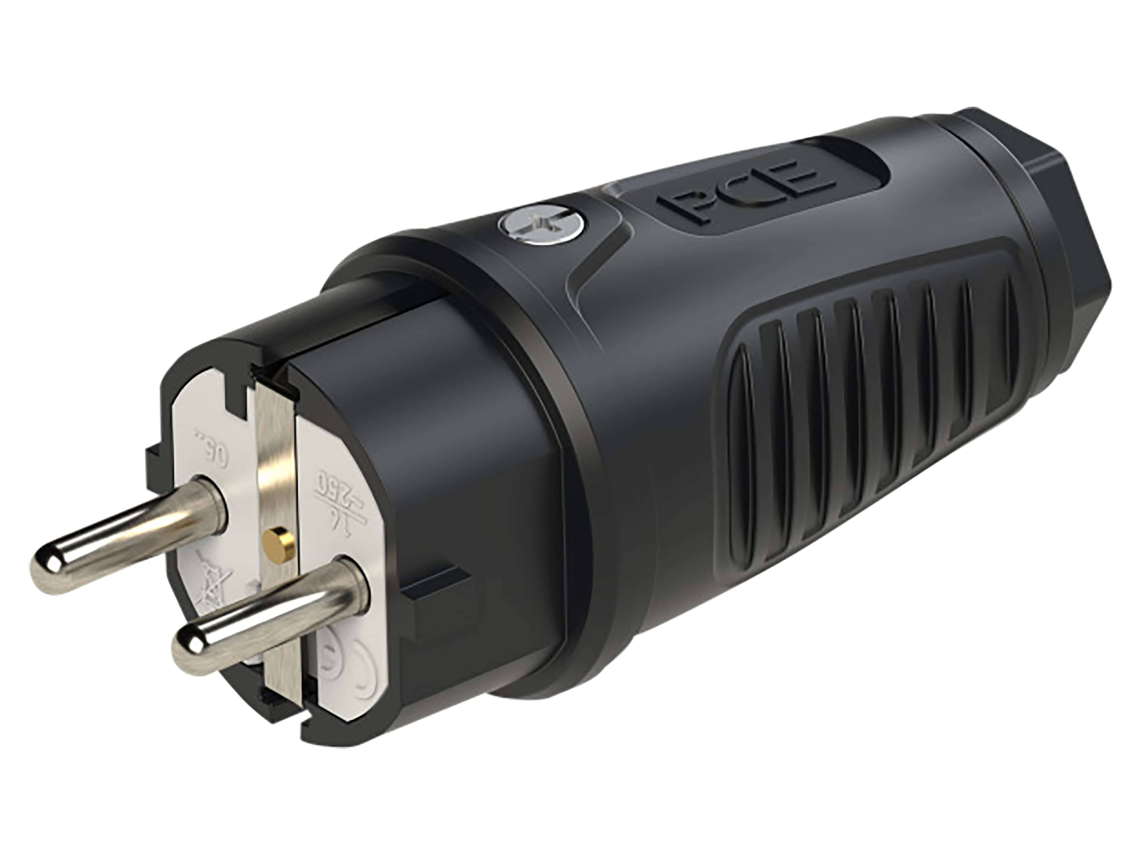 PCE Gummi-Schutzkontaktstecker Taurus2, schwarz