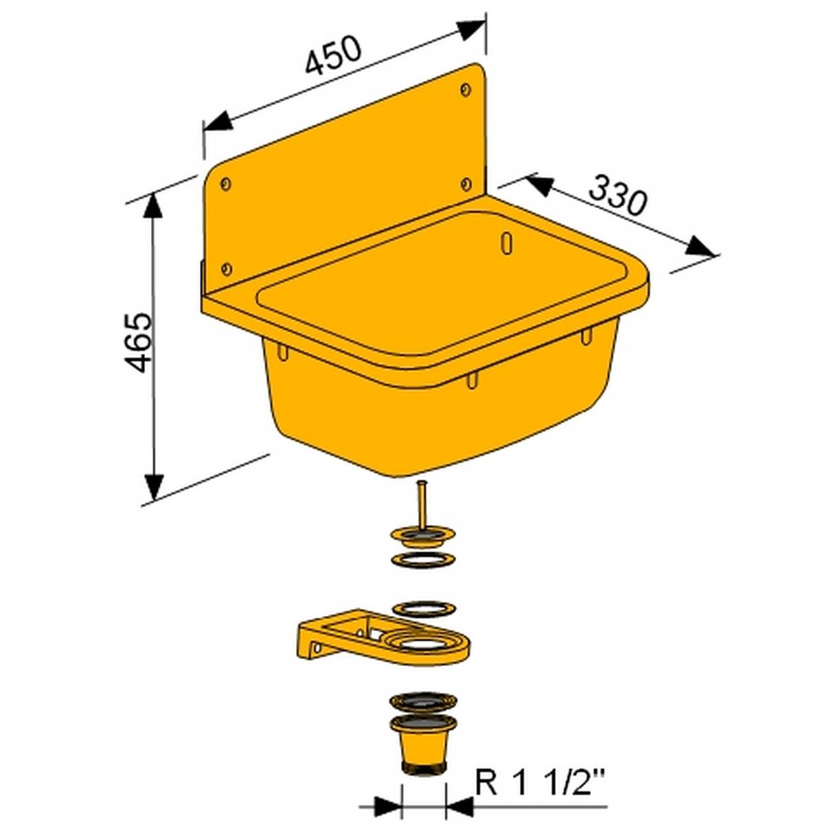 Haas Edelstahl-Wandausgussbecken ANITA, 14 l, satinierte Oberfläche.