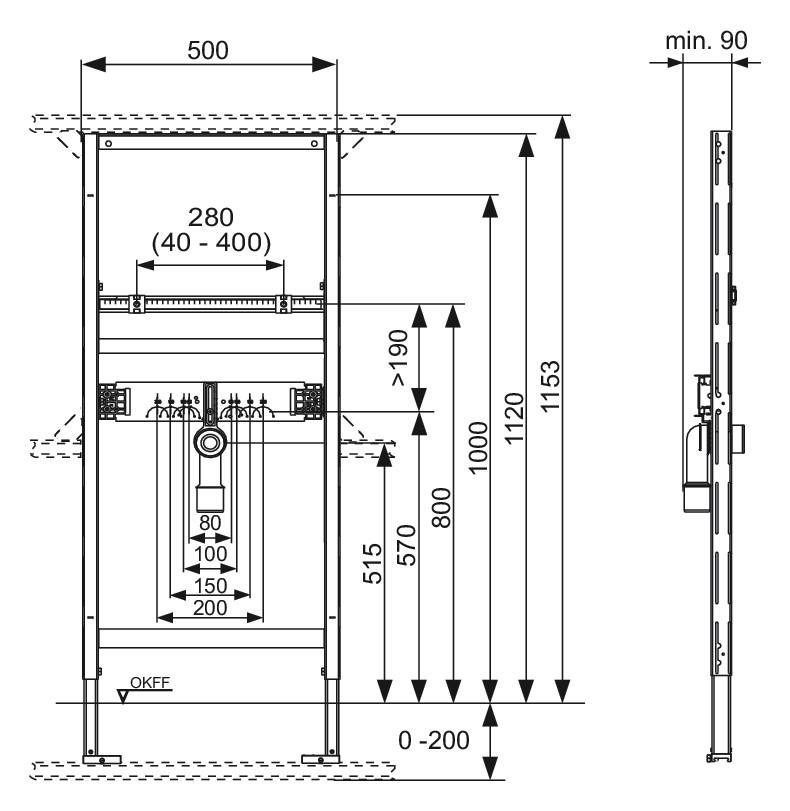 TECEprofil Universalmodul 1120mm, für Waschtisch