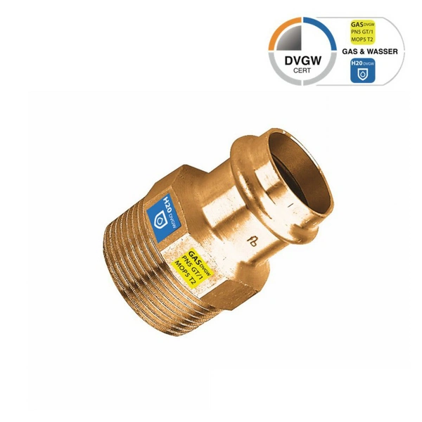 Sanpro Pressfitting Übergang Außengewinde Übergangsnippel, Größe V 35 - 1 1/4" Sanpro Pressfitting Übergang Außengewinde Übergangsnippel, Größe V 35 - 1 1/4"