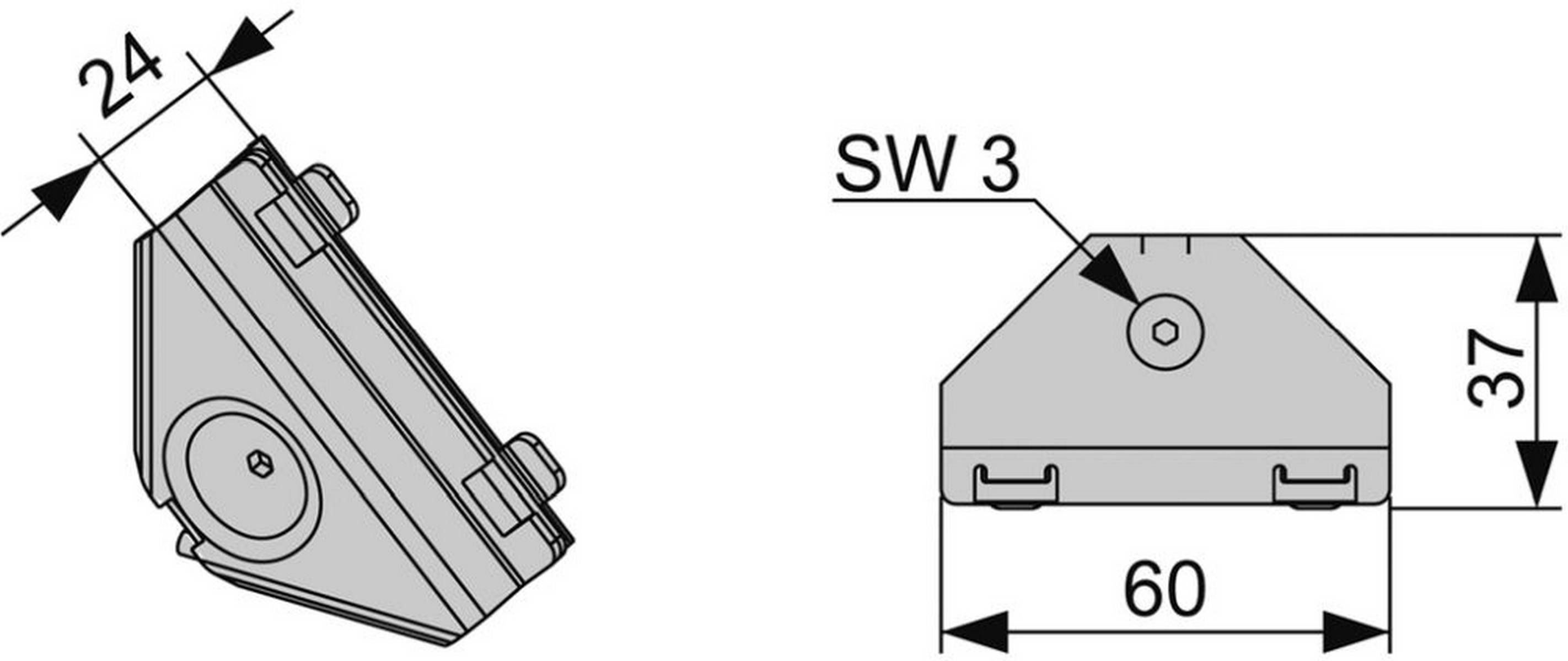 TECE profil Eckverbinder Stahl verzinkt
