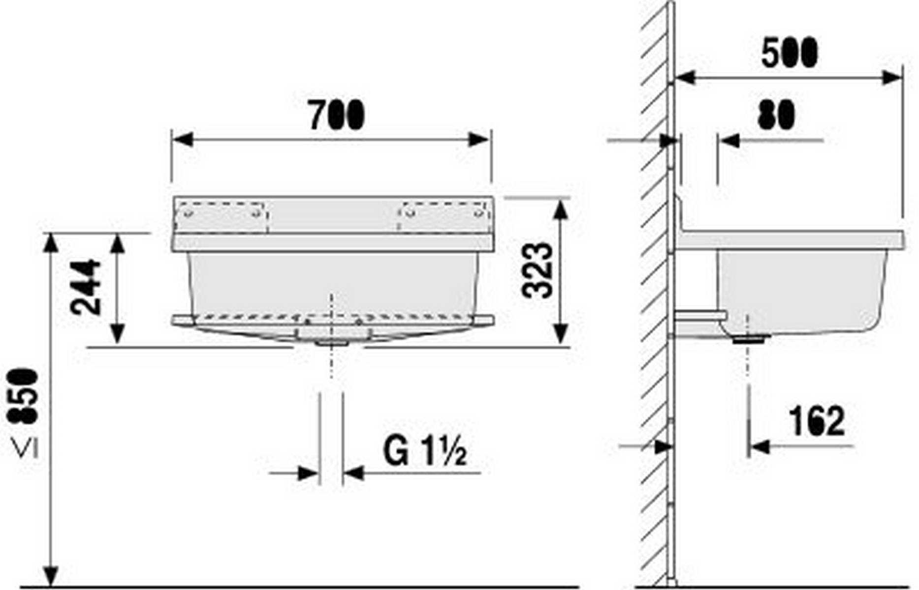 Sanit Eisenberg maxi Becken mit Überlauf / Ausgussbecken