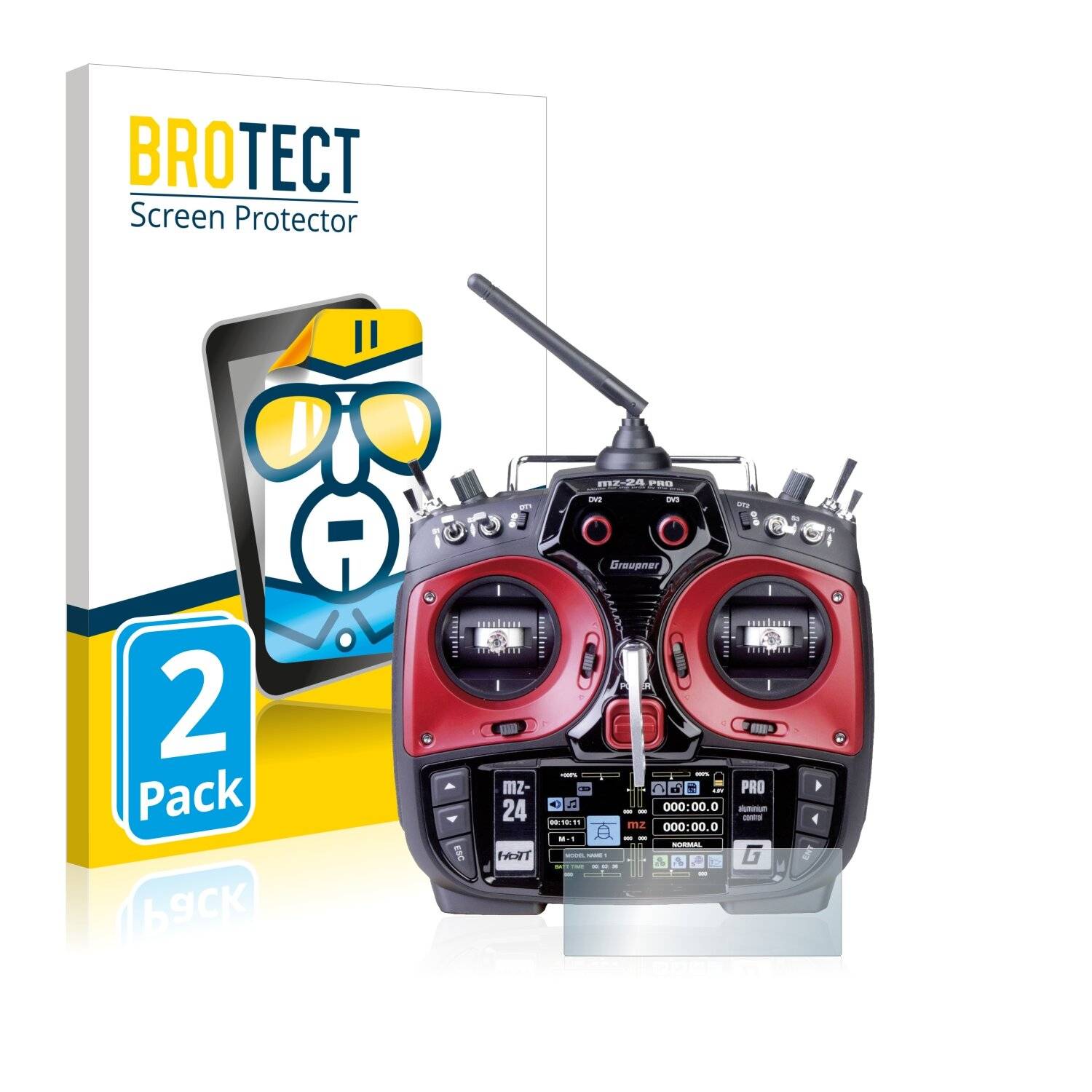 2x BROTECT HD-Clear Displayschutzfolie für Graupner mz-24