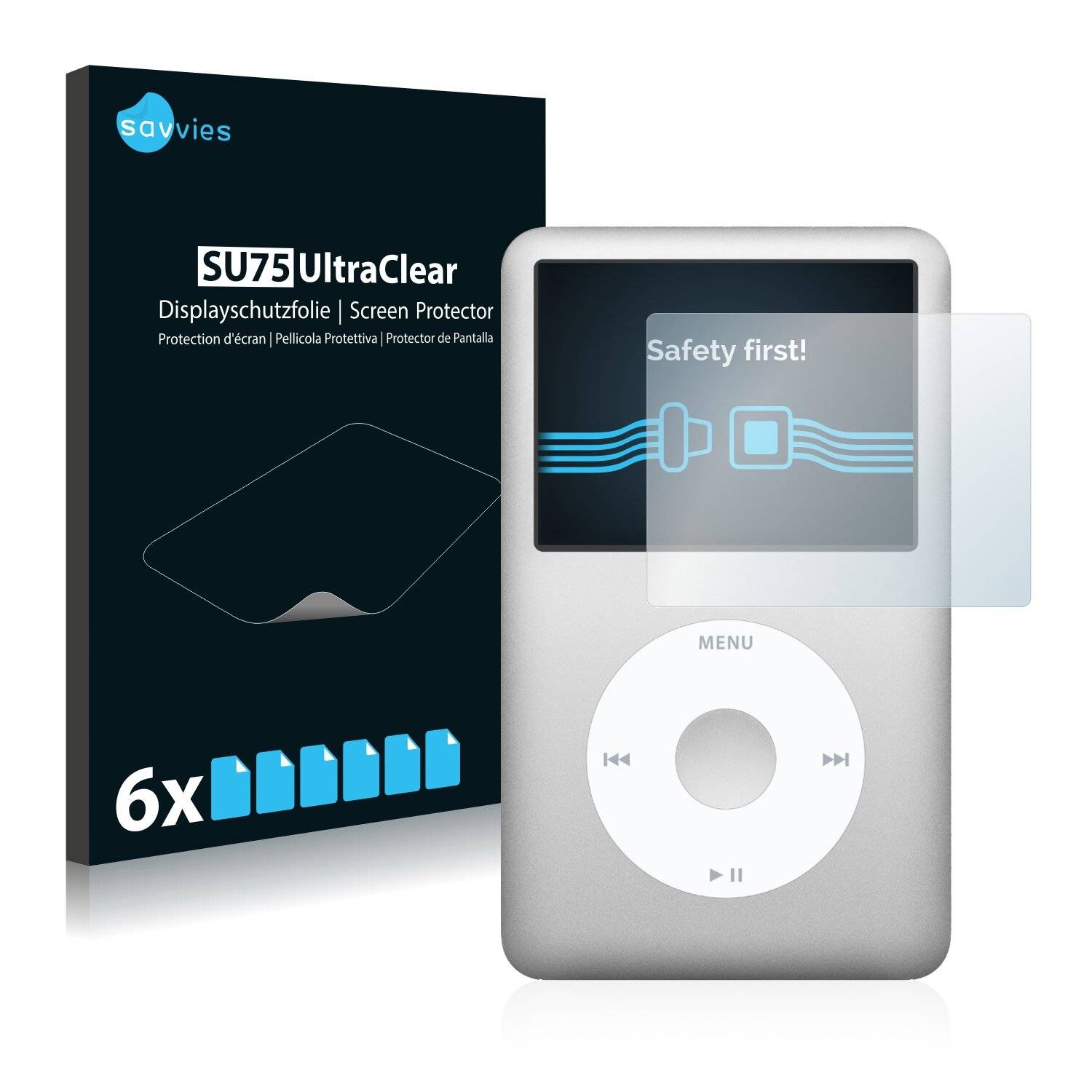 6x Savvies SU75 Displayschutzfolie für Apple iPod Classic (6.