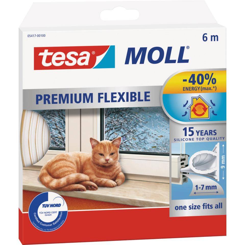 tesamoll® Premium Flexible, Silikondichtung, weiß, 9x5,5mmx6m