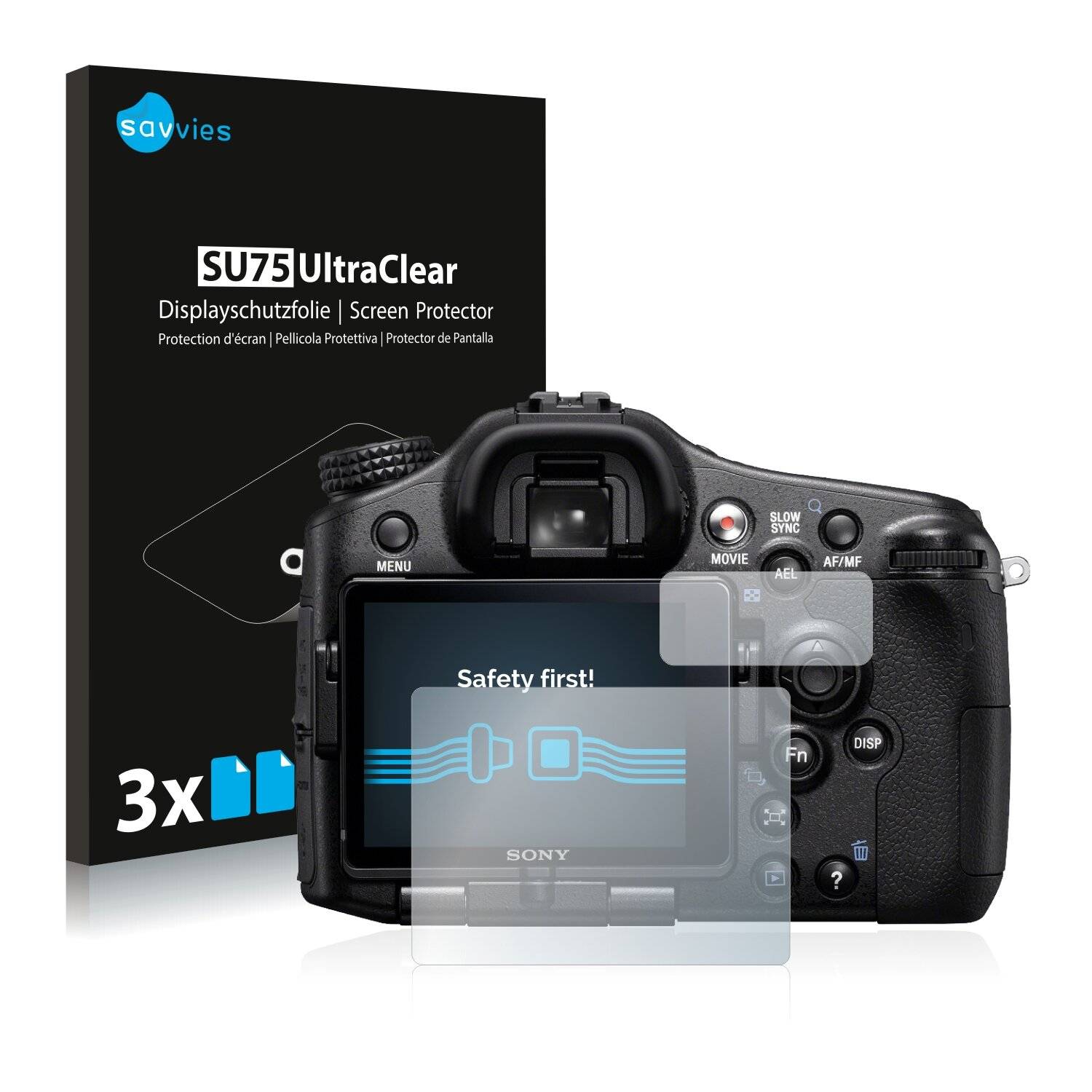 6x Savvies SU75 Displayschutzfolie für Sony Alpha 77