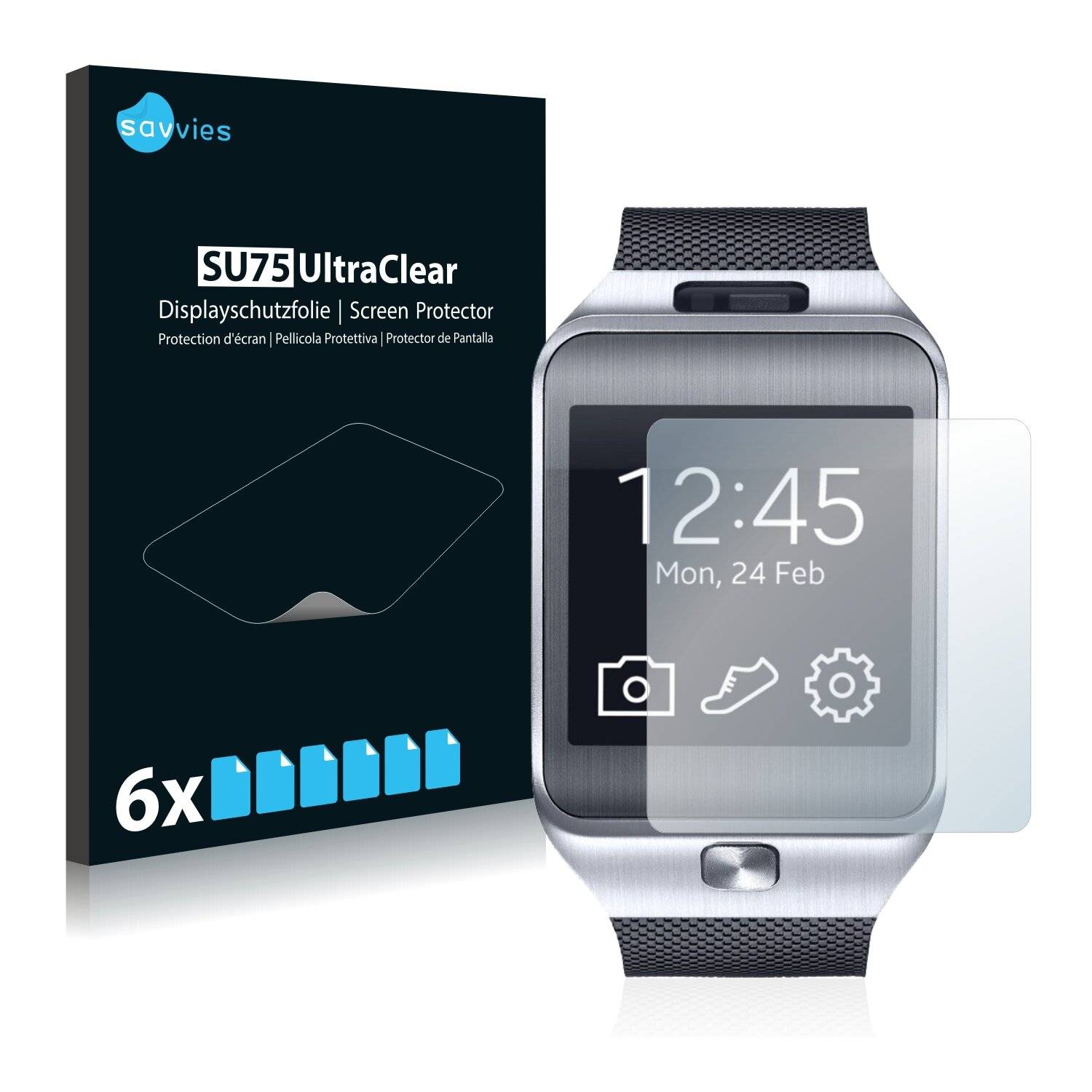 6x Savvies SU75 Displayschutzfolie für Samsung Galaxy Gear 2 Neo