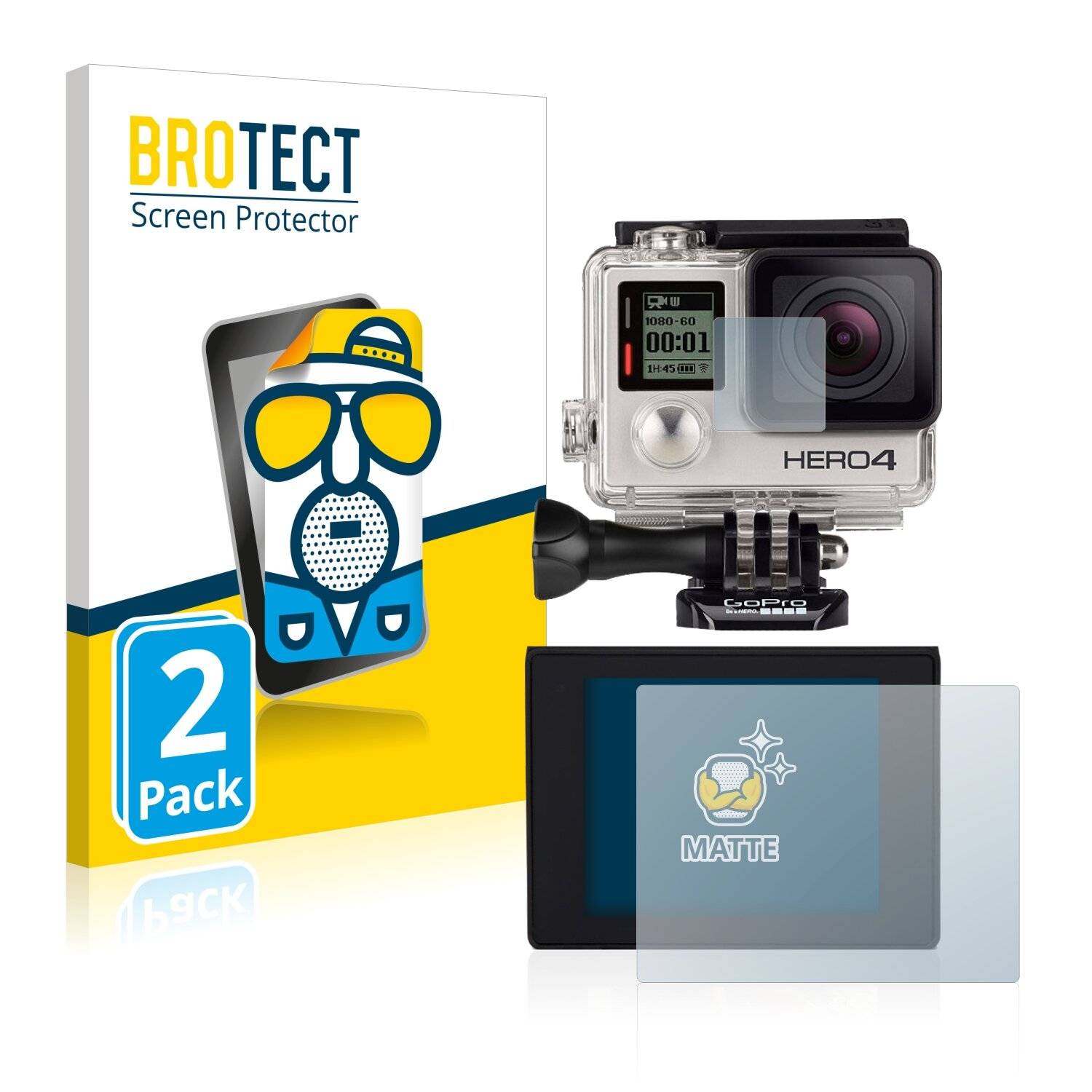 2x BROTECT Matte Displayschutzfolie für GoPro Hero4 Silver - Entspiegelt,