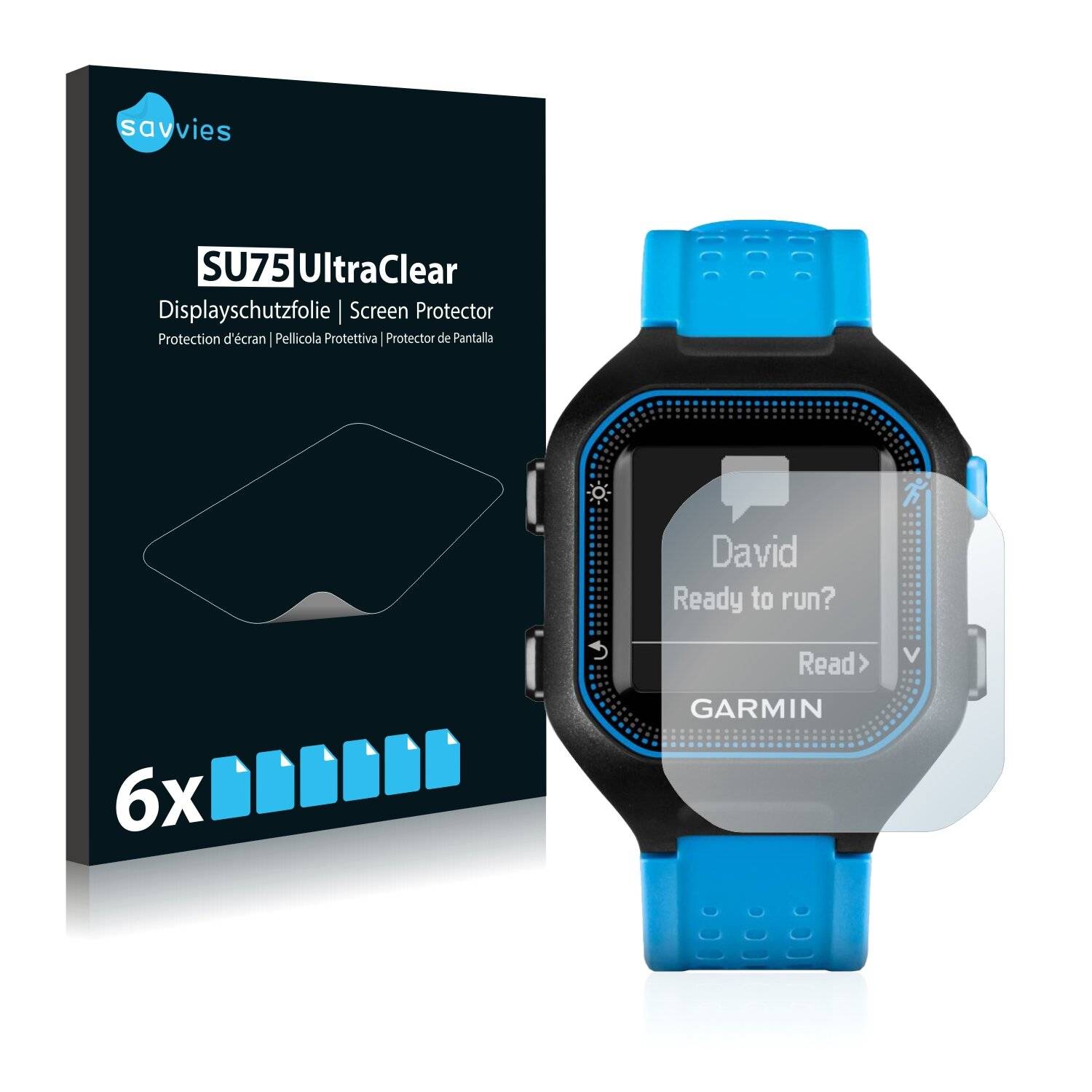 6x Savvies SU75 Displayschutzfolie für Garmin Forerunner 25 (Big