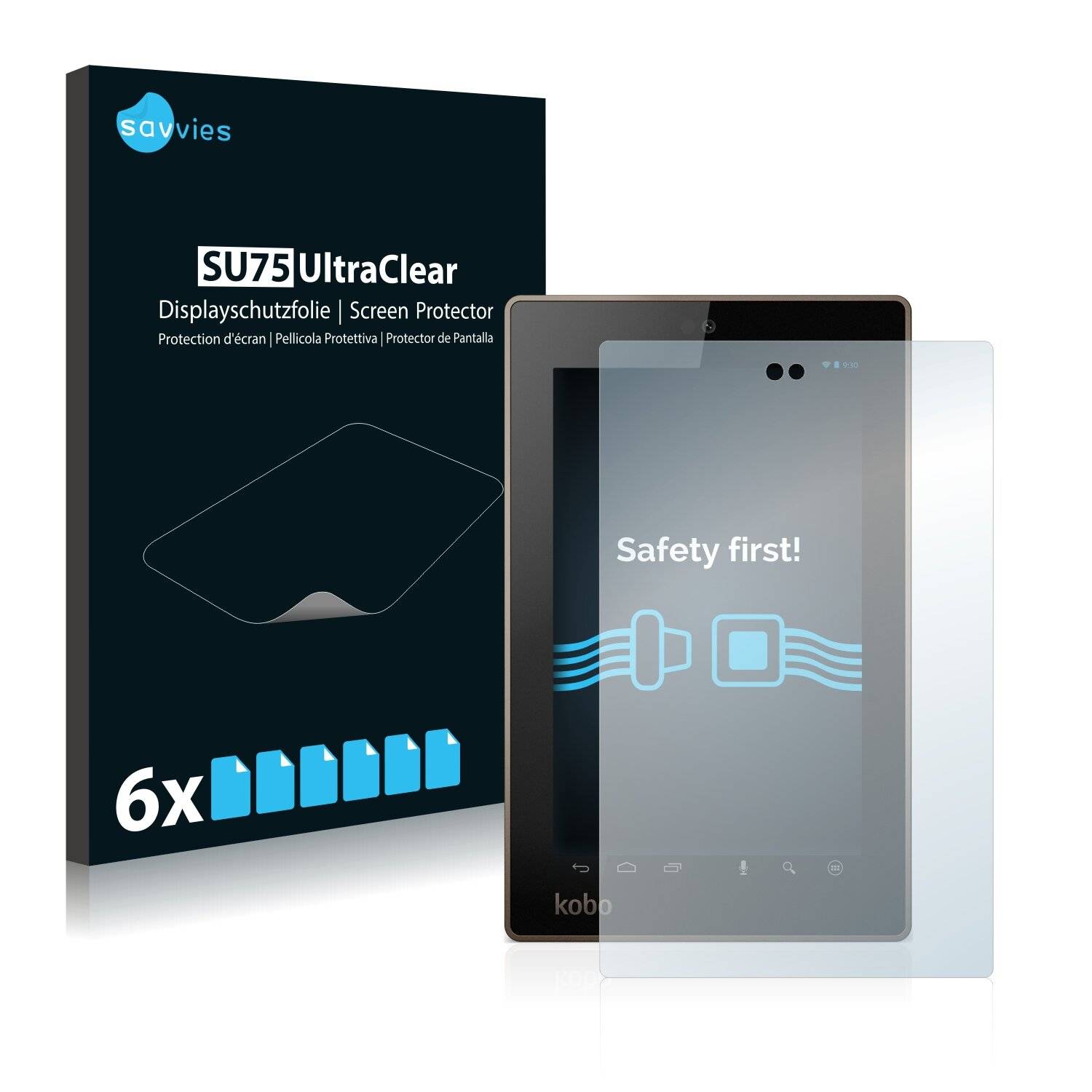 6x Savvies SU75 Displayschutzfolie für Kobo Arc