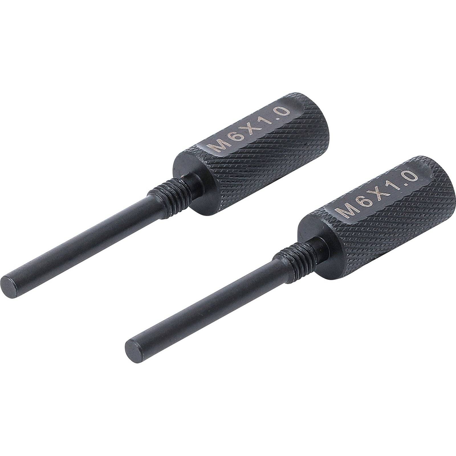 Zwei schwarze Gewindeschraubenlehren mit der Beschriftung 