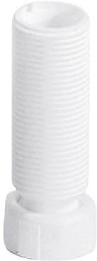 Ein weißes, strukturiertes zylindrisches Objekt mit horizontalen Rillen, vermutlich ein Detail eines Behälters oder einer Verpackung.
