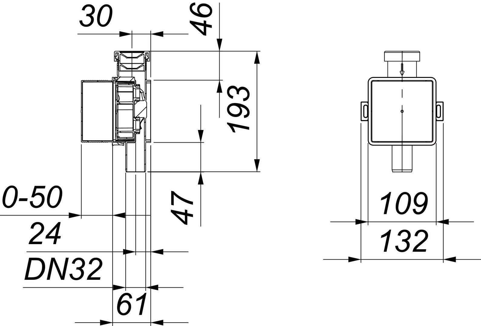 Dallmer Kondensat-Siphon 138 Wandeinbau DN 32